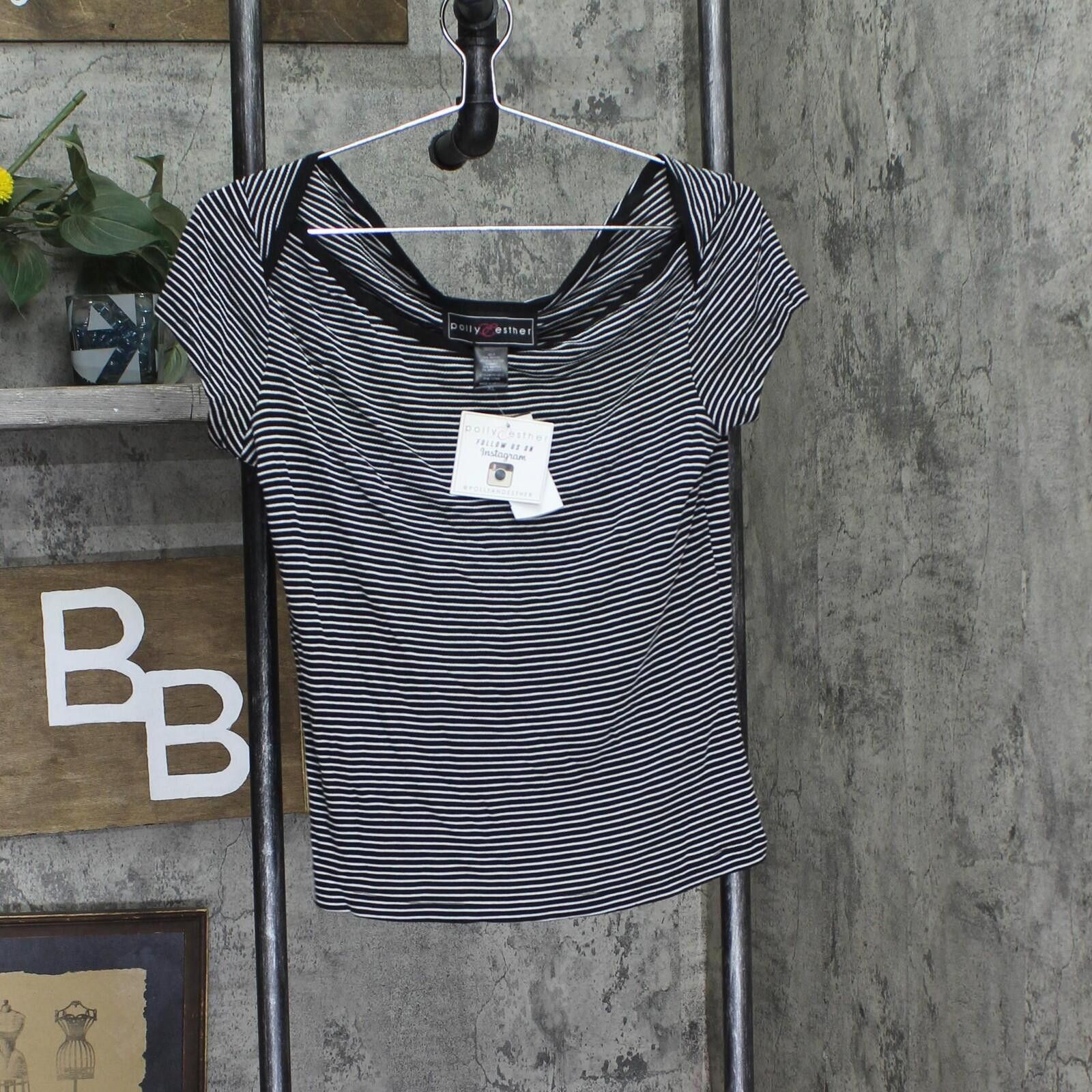 Other Nwt Polly & Esther Striped Knit T-shirt Tee Black / White Xl Size XL / US 12-14 / IT 48-50 - 1 Thumbnail
