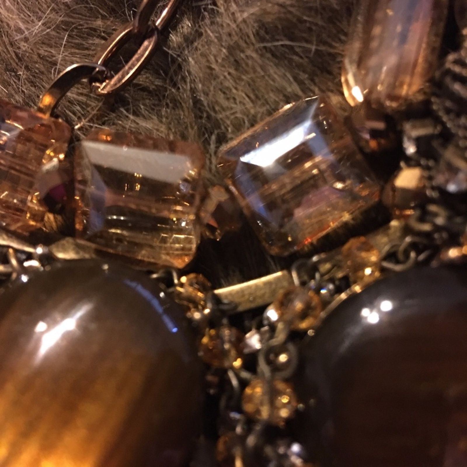 Jewelry Glass tiger eye amber stone chandelier necklace Size ONE SIZE - 8 Thumbnail