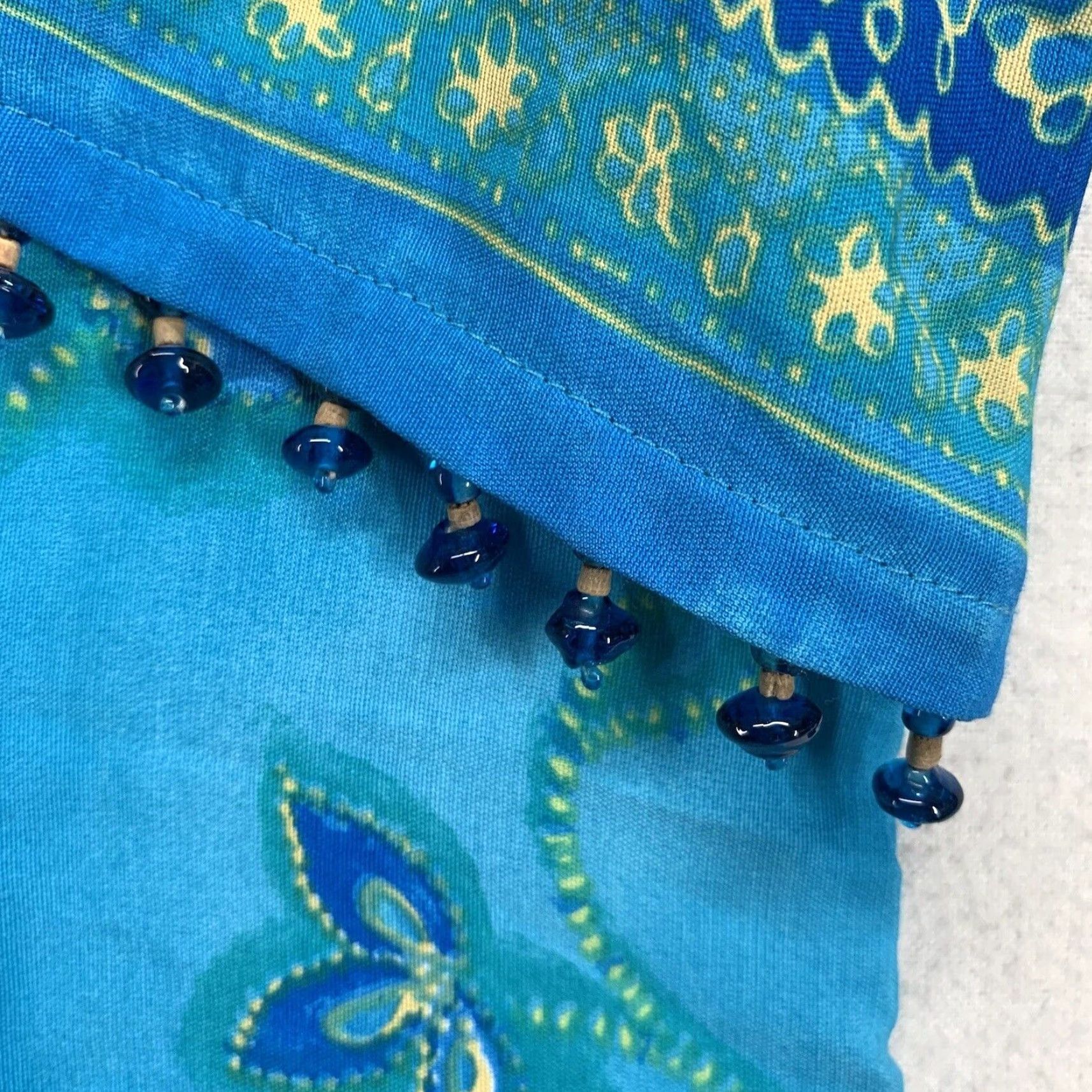 Vintage Vintage Nicole Studio Women's Dress 70s 80s Beaded Blue Rayon Size 6 Sheath Made in USA Size M / US 6-8 / IT 42-44 - 4 Thumbnail
