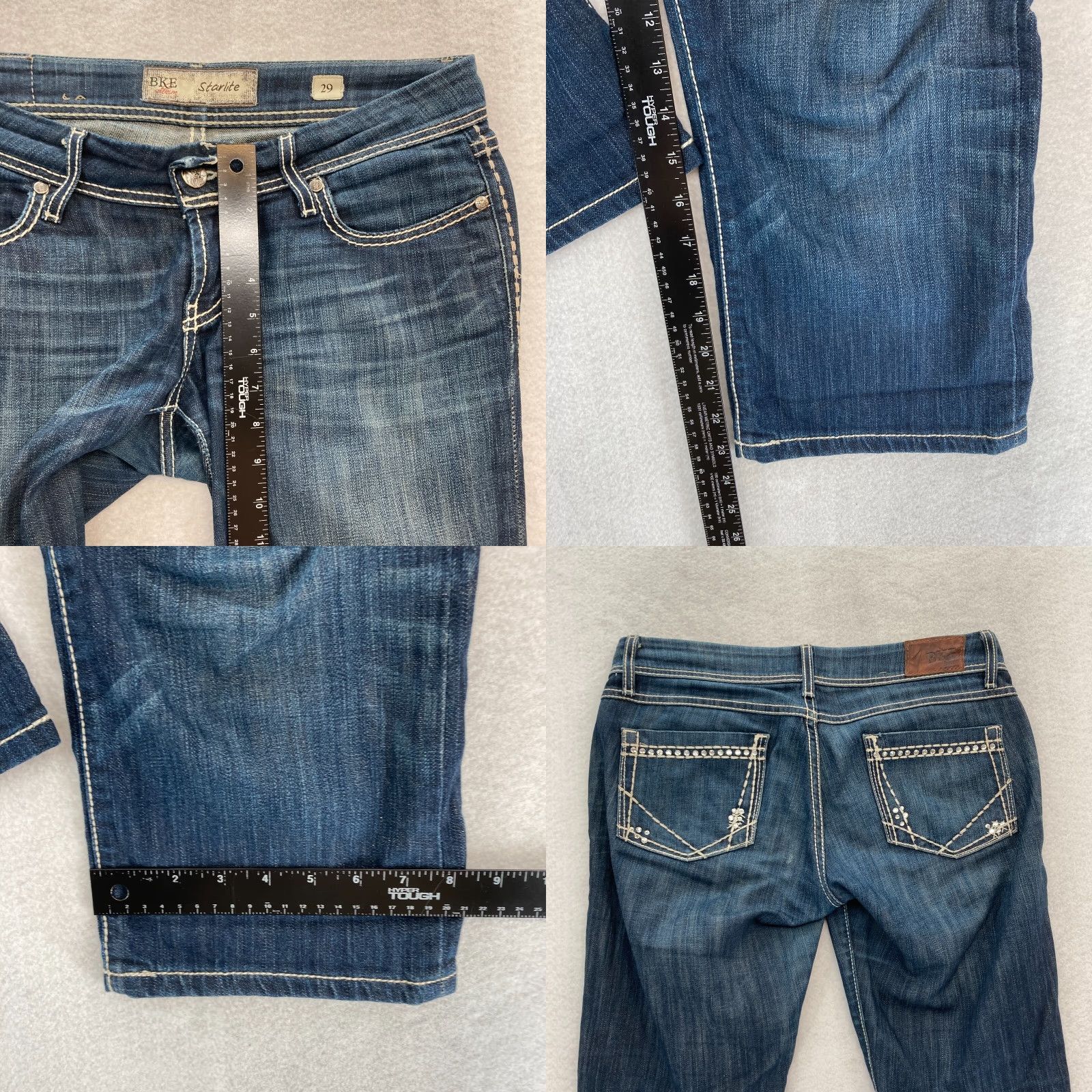 Vintage Buckle BKE Jeans Women's 29 Starlite Capri Dark Wash Blue Stretch Denim Low Rise Jeans Size 29" - 8 Thumbnail