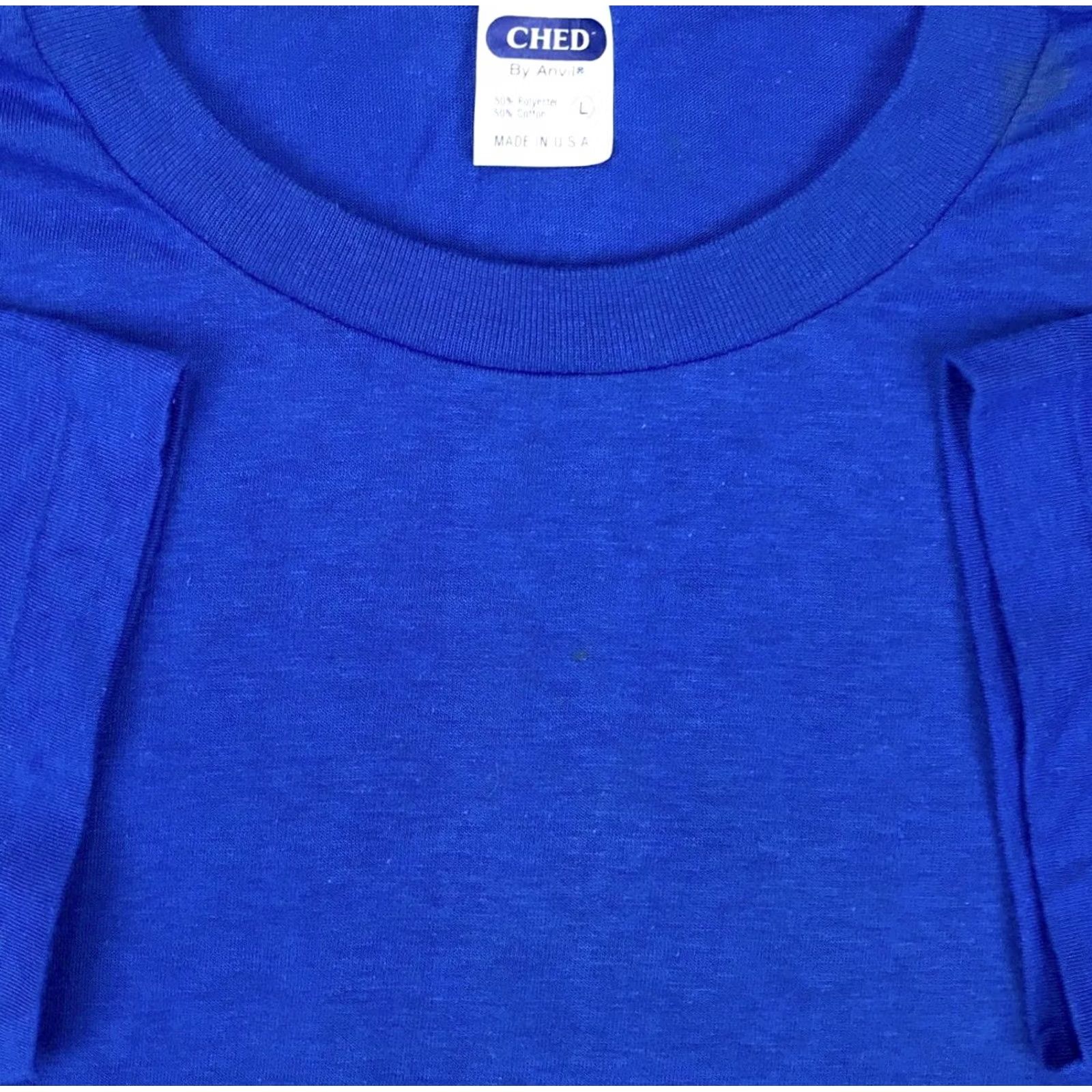 Vintage VINTAGE Ched BLANK T-Shirt SMALL/MEDIUM BLUE single stitch 80s PAPER THIN Mens Size US S / EU 44-46 / 1 - 6 Thumbnail