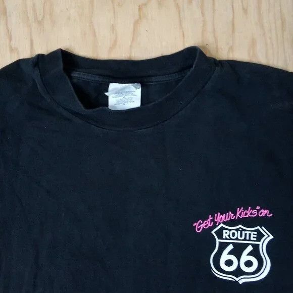 Hanes × Vintage Vintage 90s Neon Get Your Kicks On Route 66 T-Shirt Size US XL / EU 56 / 4 - 3 Thumbnail