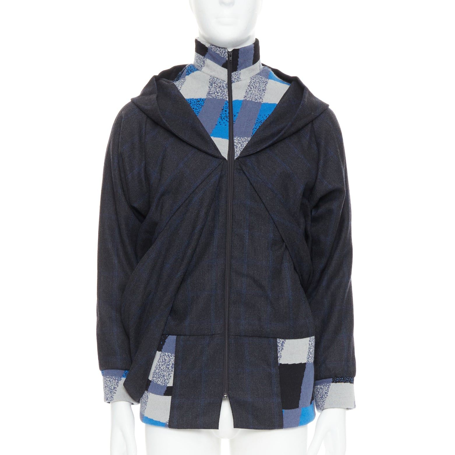 Other C NEEON blue grey geometric wool deconstructed zip up jacket EU38 S Size US M / EU 48-50 / 2 - 1 Thumbnail