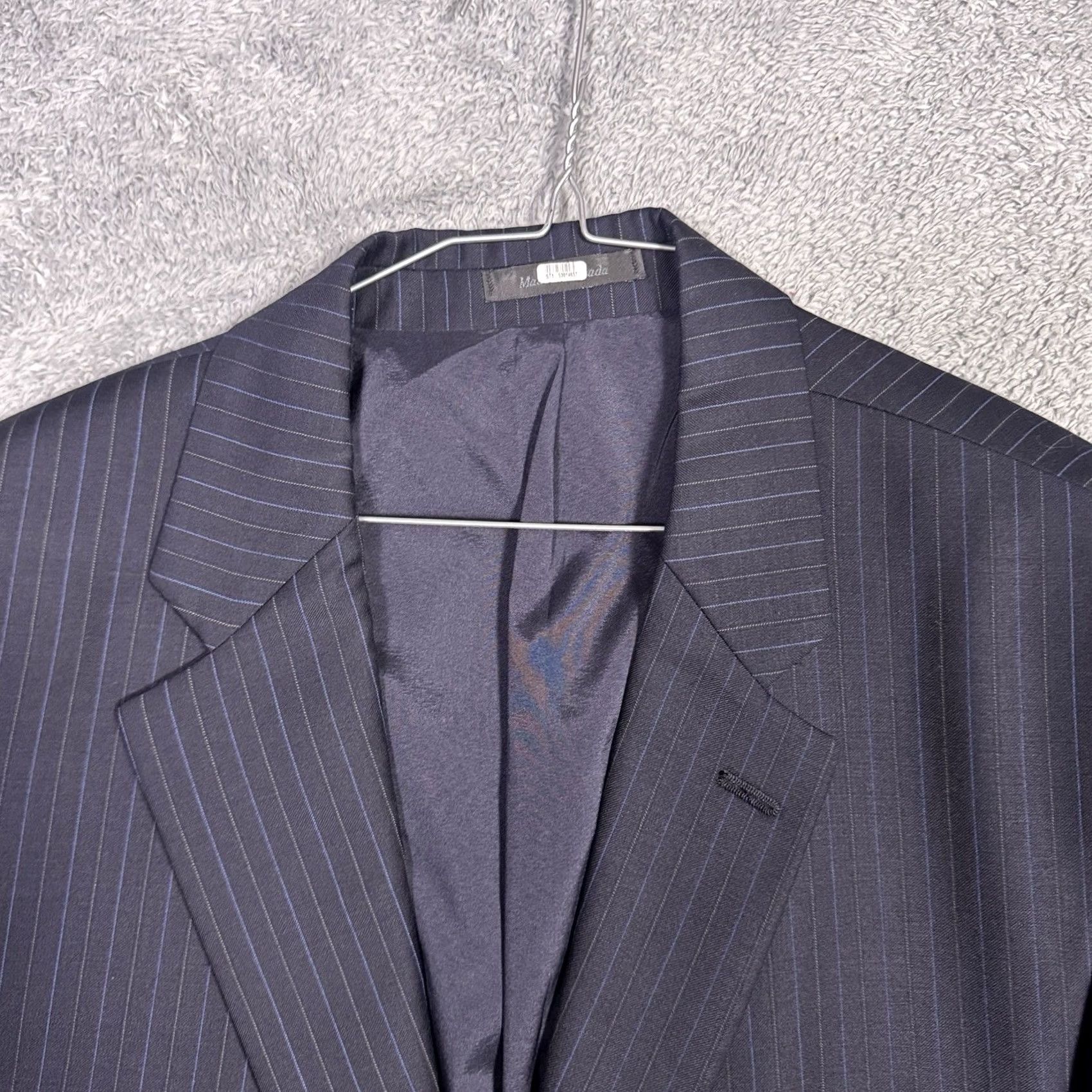 Ralph Lauren Ralph Lauren Suit Mens 46R 2 Piece Wool Jacket Slacks Set Pinstripe Cuffed Blue 38x29 Formal Wedding Mens Size 46R - 3 Thumbnail