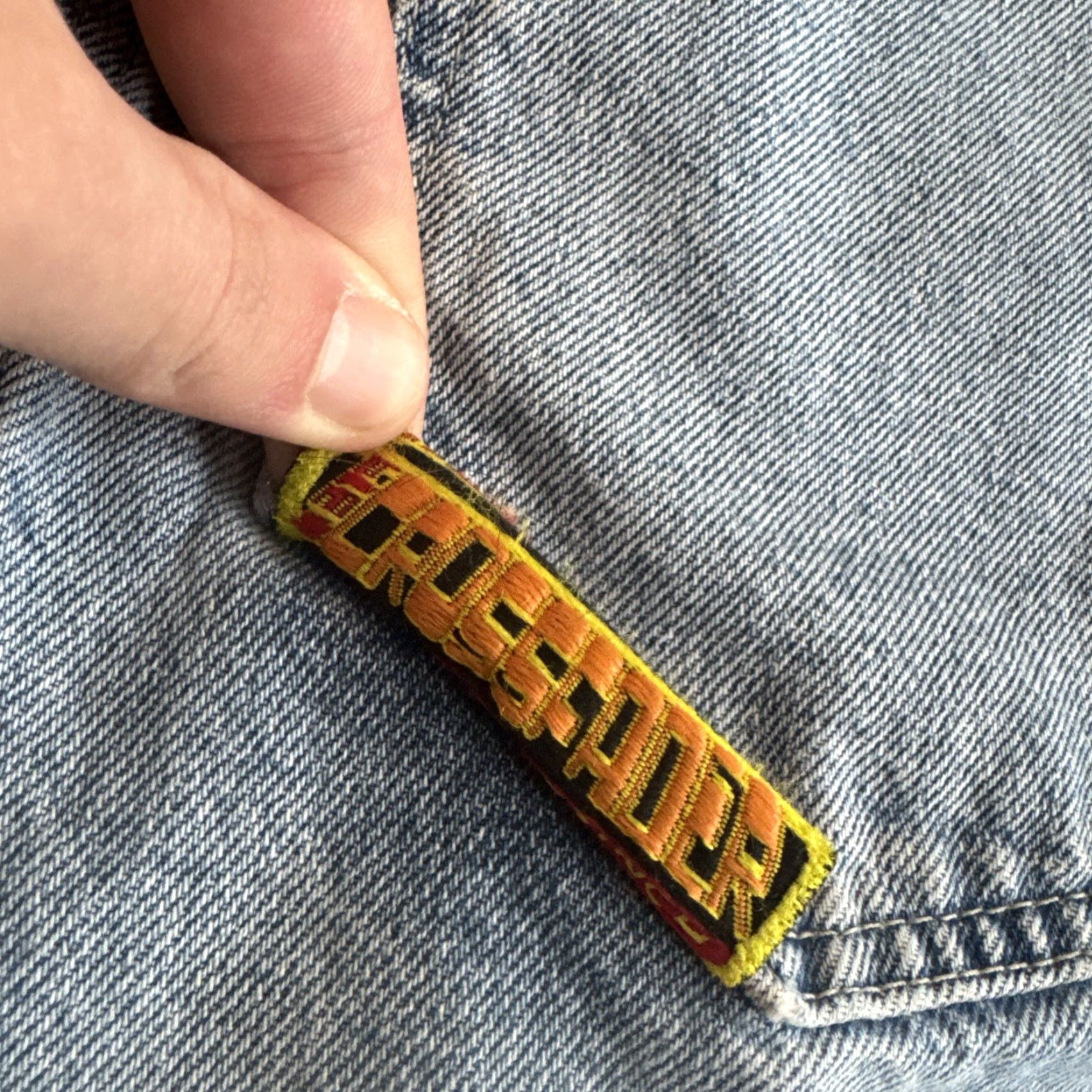 JNCO VINTAGE JNCO Jeans Crossfaders Blue Denim Embroidered Mens 29x28 90s Y2K Wide-Leg Size US 29 - 5 Thumbnail