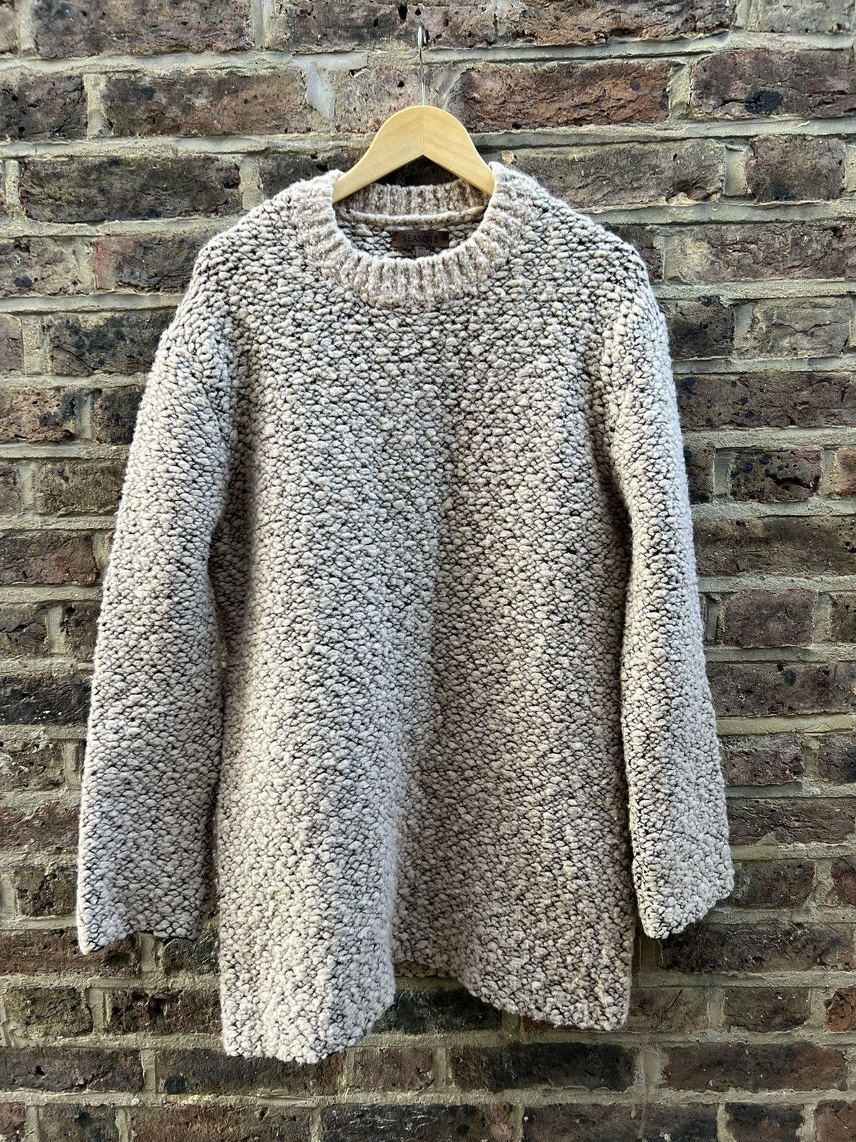 image of Yeezy Season 3 Oversized Desert Noise Teddy Boucle Sweater, Men's (Size XS)