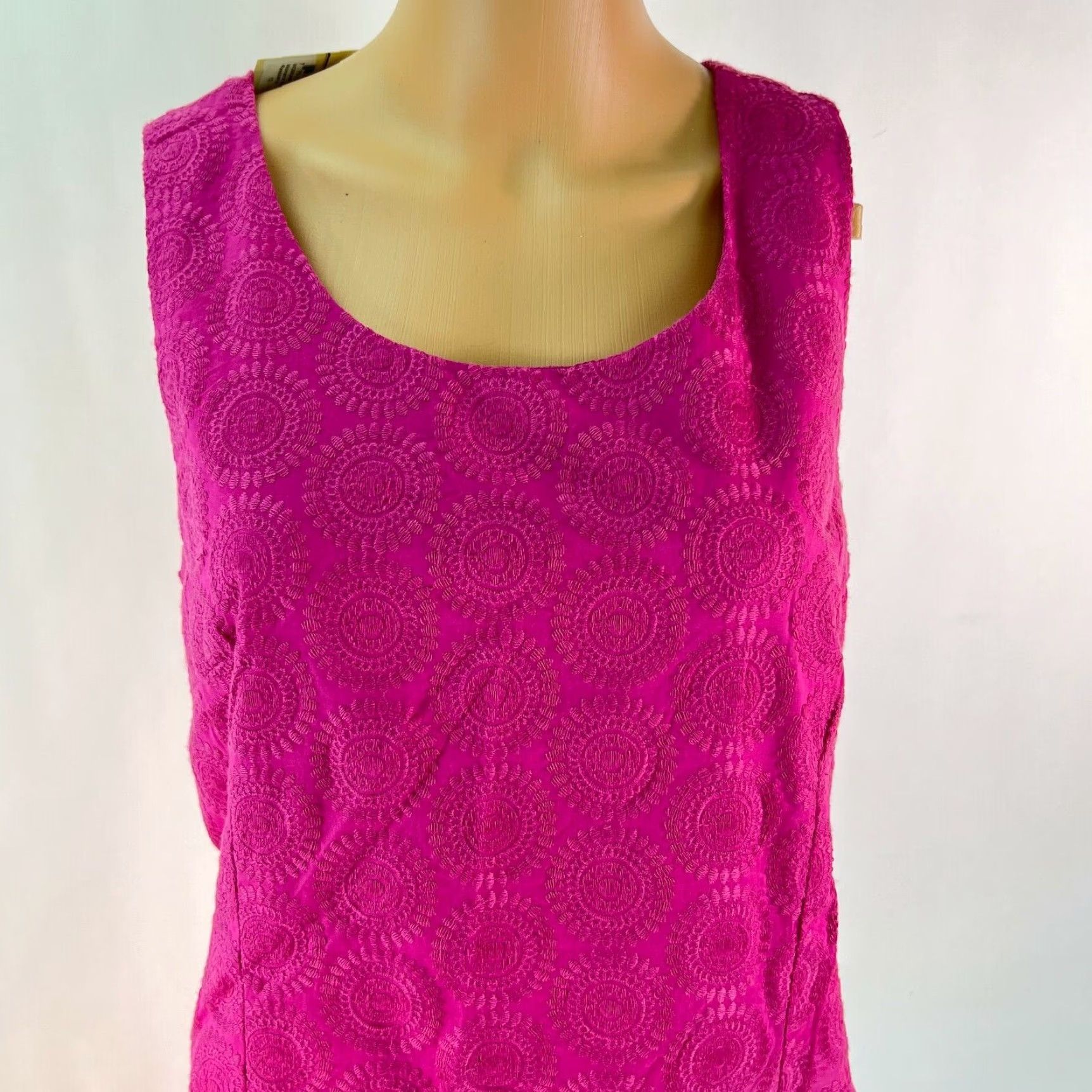 Vintage VINTAGE Hatley Women's Floral Embroidered Sleeveless Pink Cotton Shift Dress Size 10 Casual Size L / US 10 / IT 46 - 4 Thumbnail