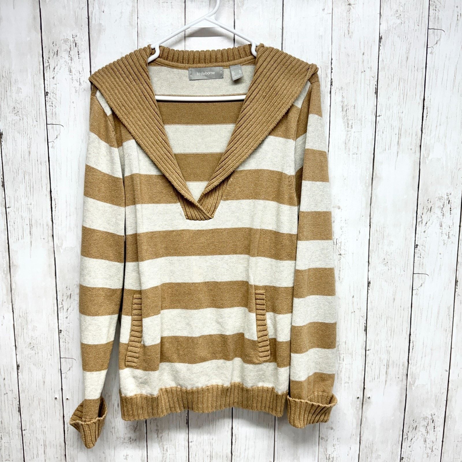 Liz Claiborne Liz Claiborne Sweater Size XL Block Strip Golden & Grey Size XL / US 12-14 / IT 48-50 - 1 Thumbnail