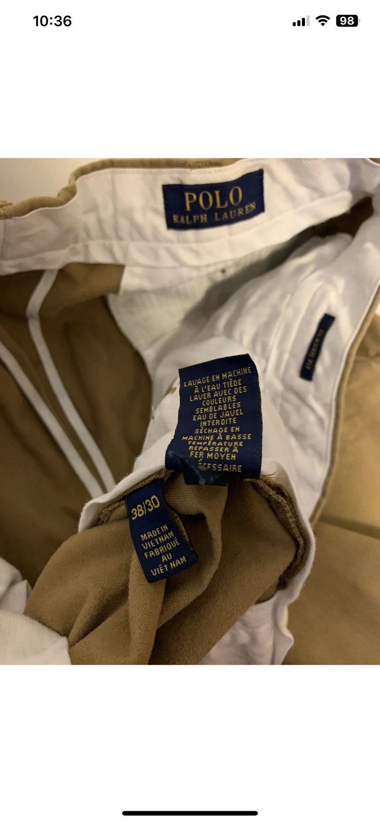 Polo Ralph Lauren Polo Ralph Lauren Mens Sz 38 X 30 Flat Front Chino Khaki Tan Size US 38 / EU 54 - 6 Thumbnail