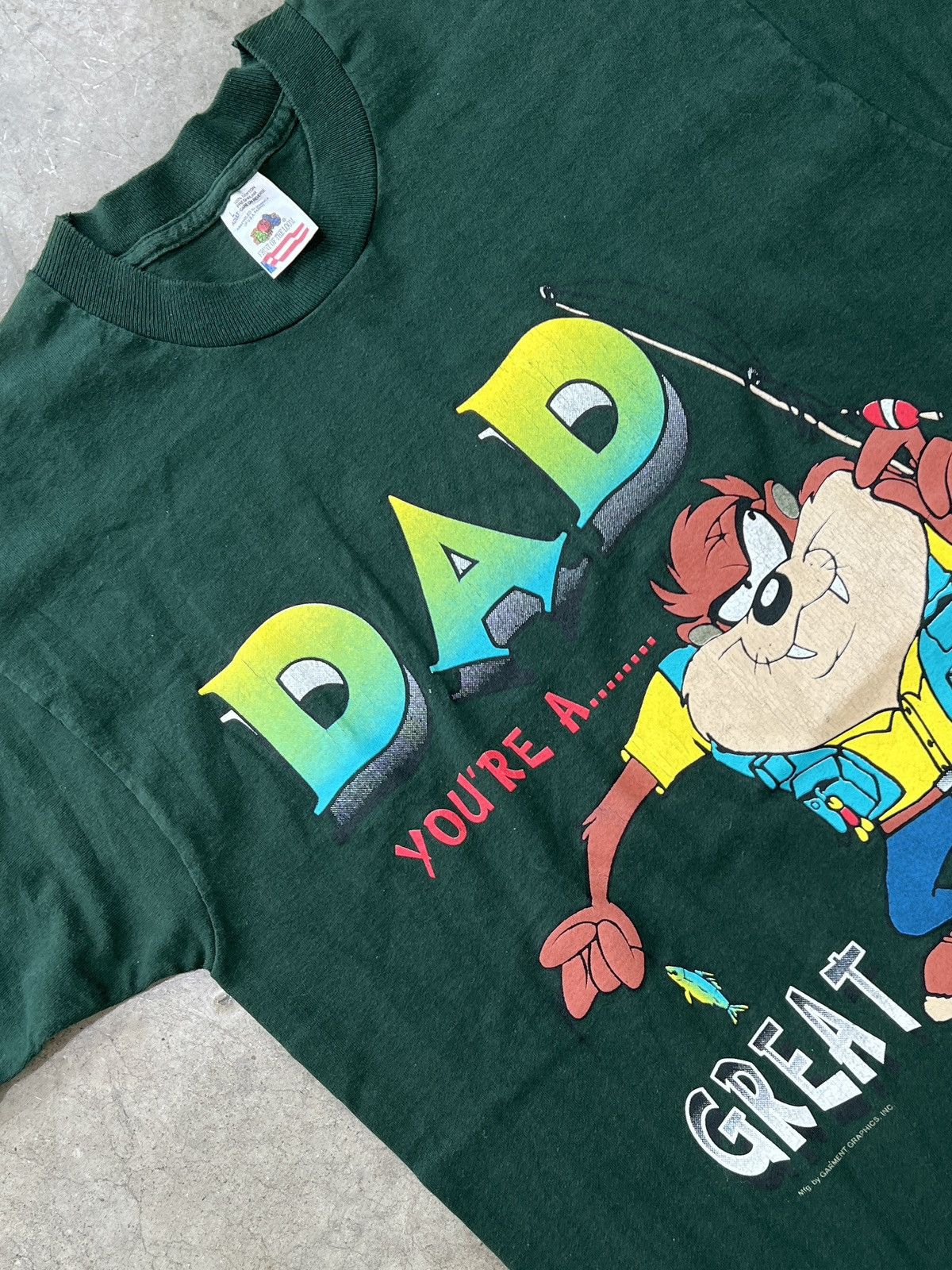 Vintage × Warner Bros Vintage 1996 Looney Tunes Taz Great Catch Single Stitch Large Size US L / EU 52-54 / 3 - 1 Thumbnail