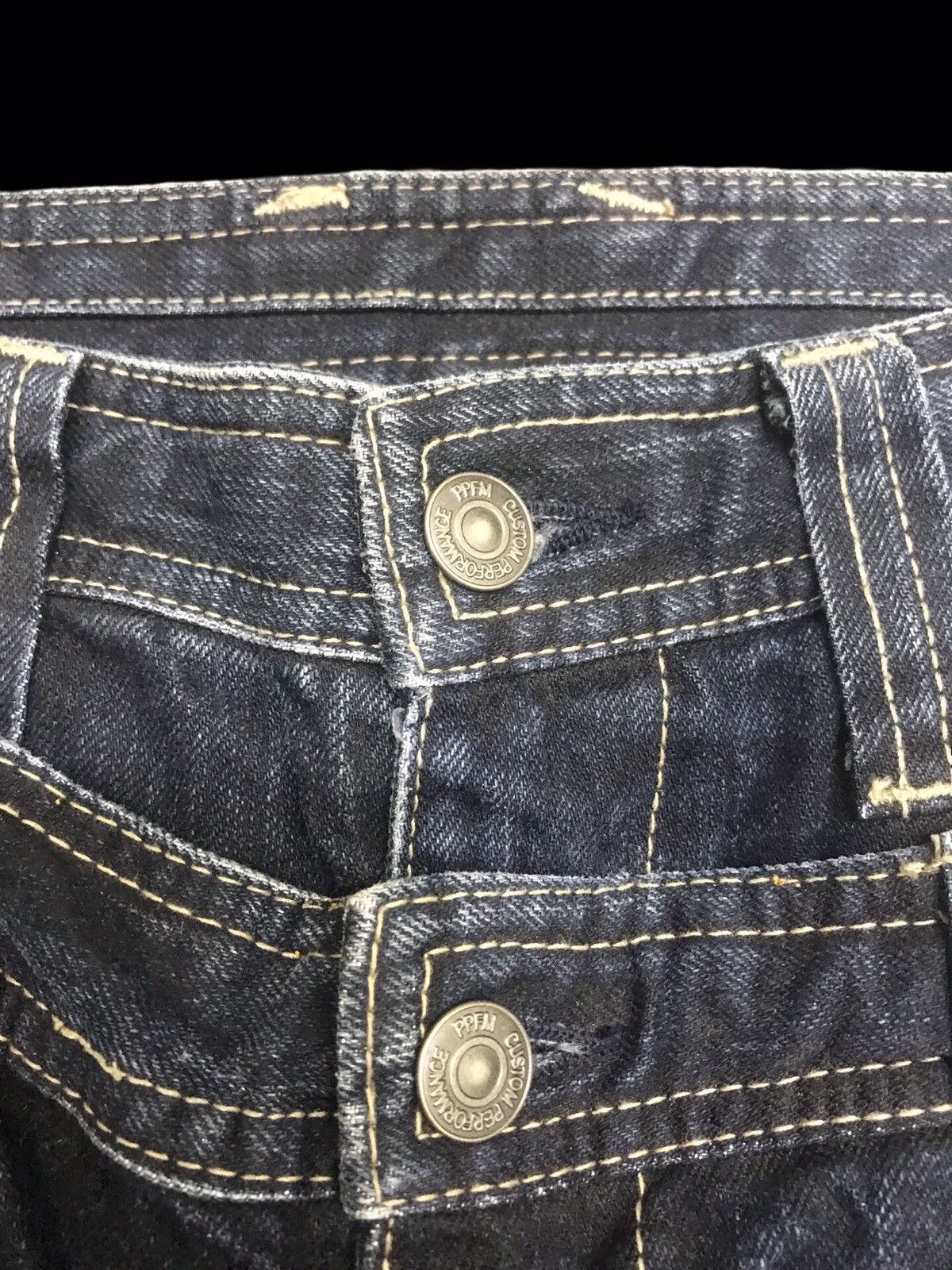 Japanese Brand PPFM Japan Double Waist Rare Fades Streetwear Denim F297 Size US 31 - 8 Thumbnail