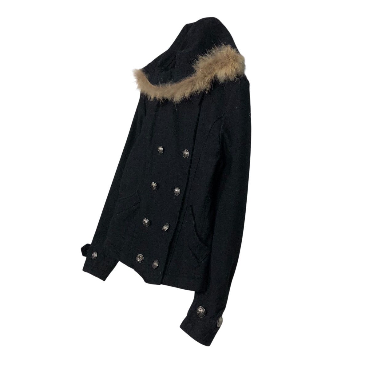 PPFM 📌Rich Black Wool Biker Jacket PPFM Mink Fur Hoodie Size US M / EU 48-50 / 2 - 3 Thumbnail