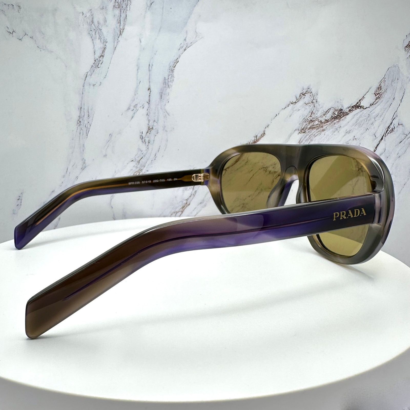 Prada New PRADA Sunglasses Brown Striped Laguna Aviator Shield Size ONE SIZE - 7 Thumbnail