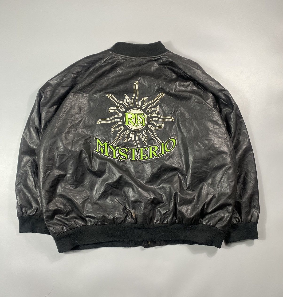 Vintage Vintage 90s WWE Rey Mysterio Faux Leather Varsity Jacket Size US XXL / EU 58 / 5 - 1 Thumbnail