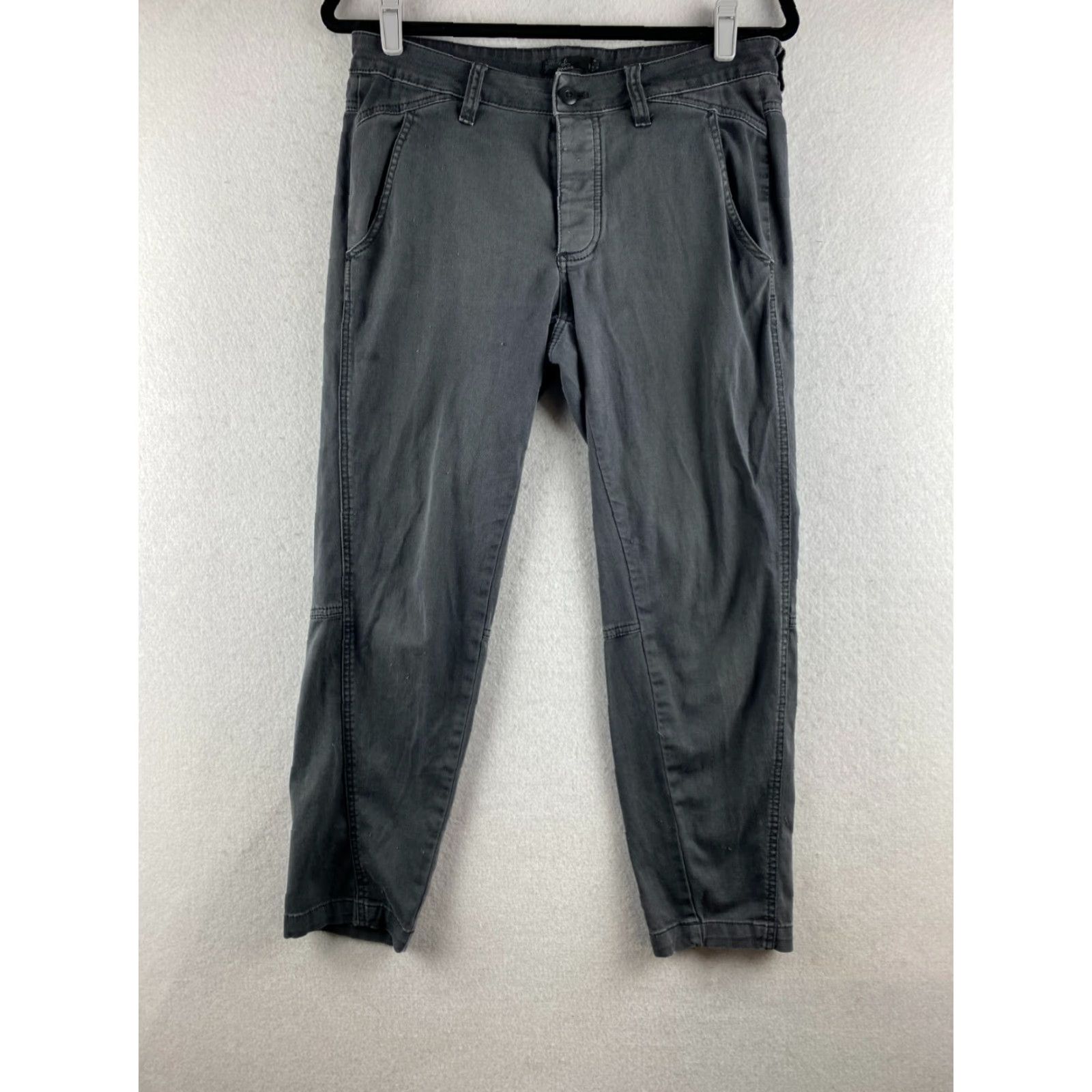 Prana prAna Pants Women 8 Gray Capri Chino Mid-Rise Button-Fly Slash Pockets Dark Size 30" / US 8 / IT 44 - 2 Thumbnail
