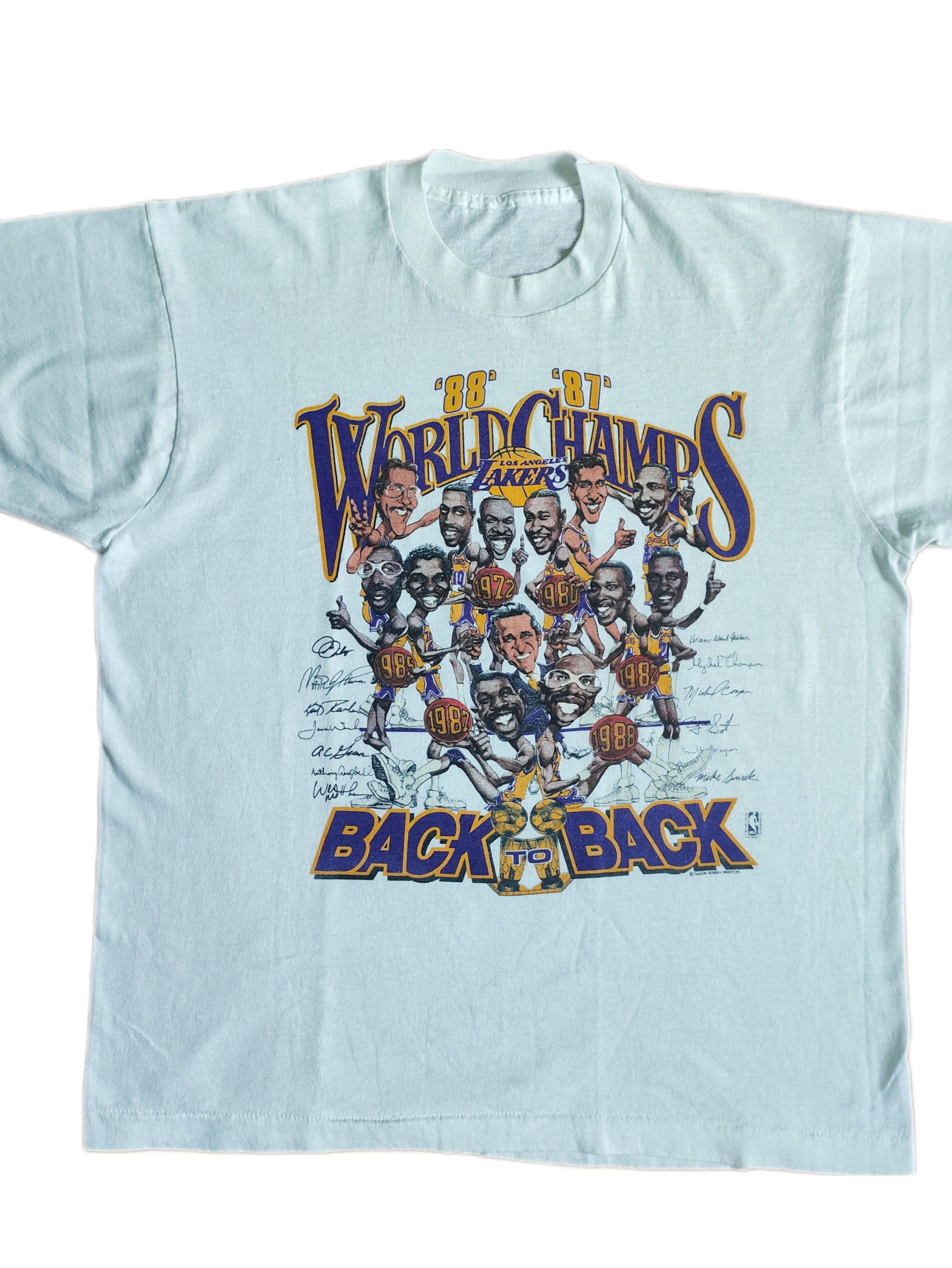 Vintage Vintage LA Lakers 1987 Champions Caricature T-shirt Size L / US 10 / IT 46 - 3 Thumbnail