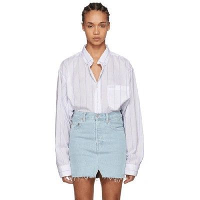 Vetements SS18 Patch - Pocket Striped Cotton Shirt In White Strip Size US S / EU 44-46 / 1 - 1 Thumbnail