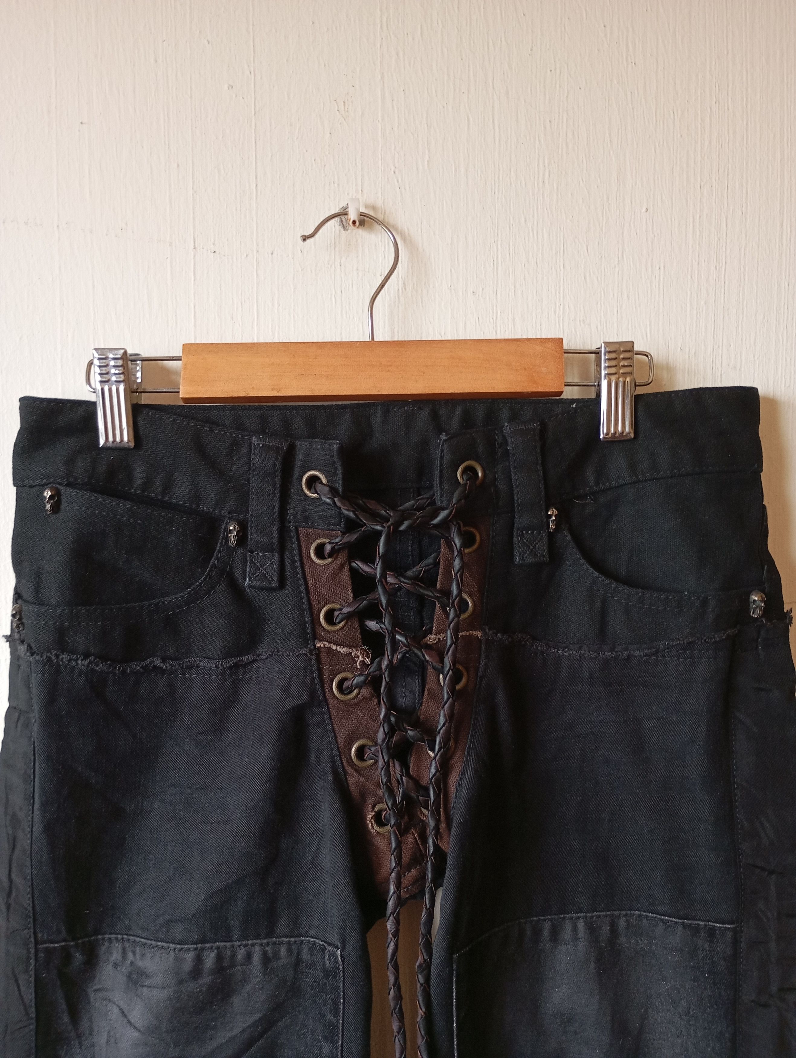 If Six Was Nine Ifsixwasnine black lace front 00s mud max flared denim Size 30" / US 8 / IT 44 - 3 Thumbnail