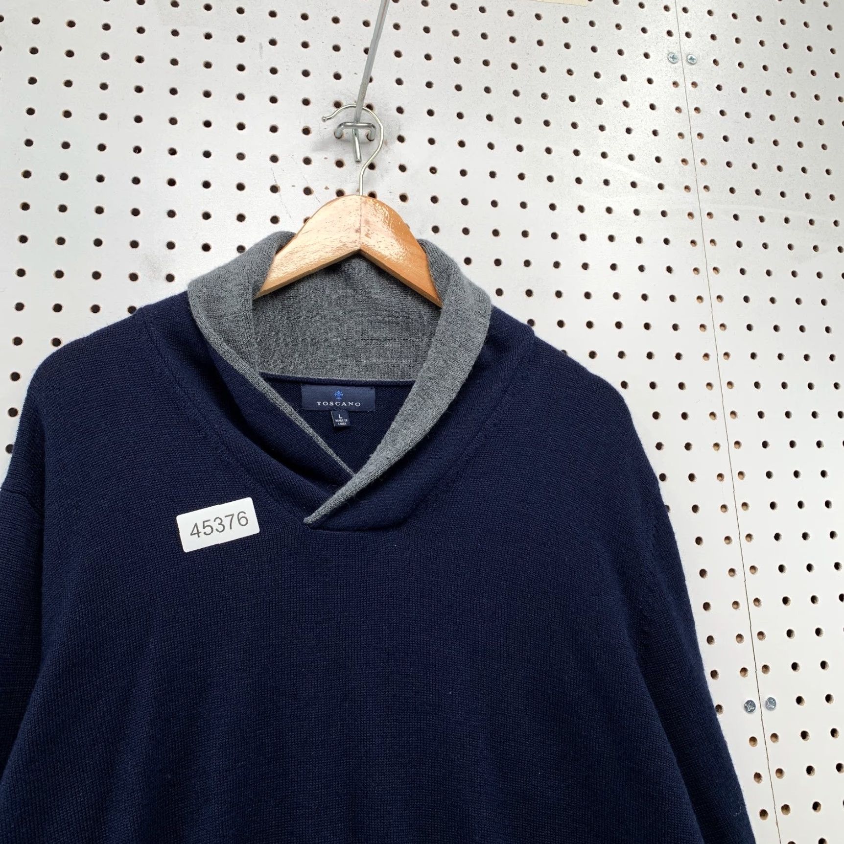 Vintage Toscano Merino Wool Sweater Mens Large Blue Shawl Collared Knit Soft Shirt Size US L / EU 52-54 / 3 - 6 Thumbnail