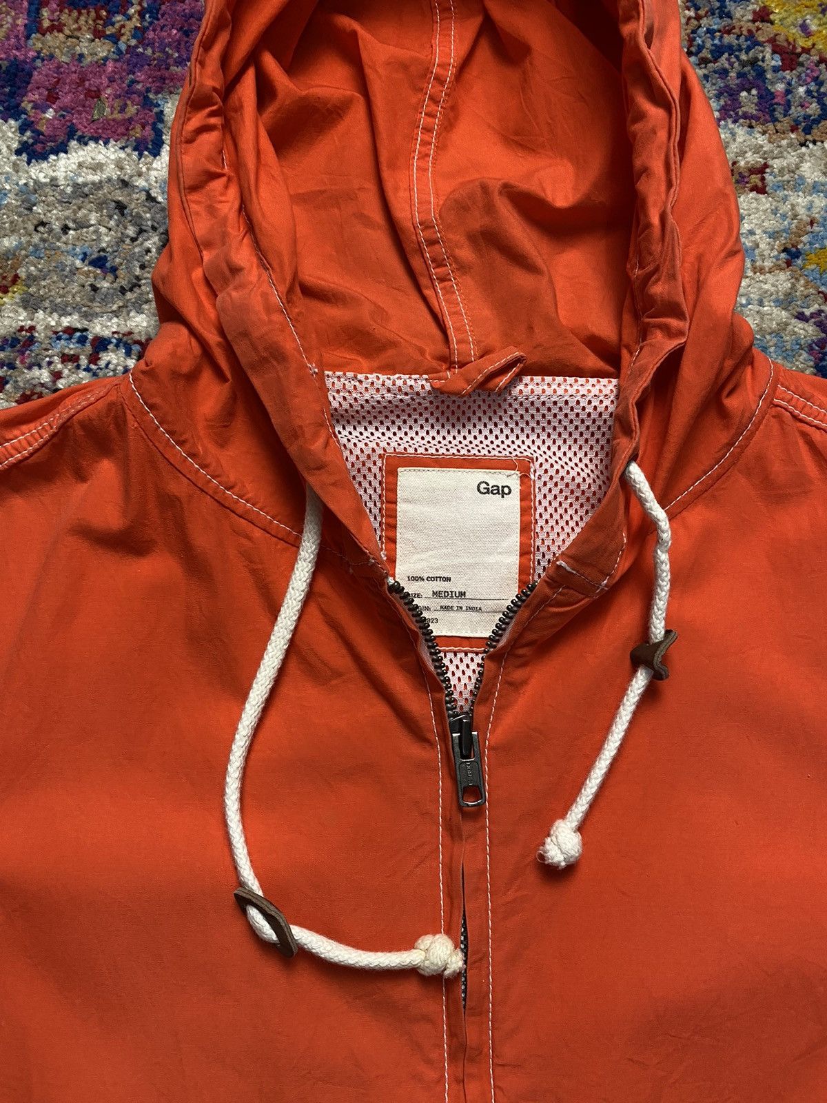 Gap 03/13' GAP Striped Hooded Lava Orange V/304206 Size US M / EU 48-50 / 2 - 5 Thumbnail