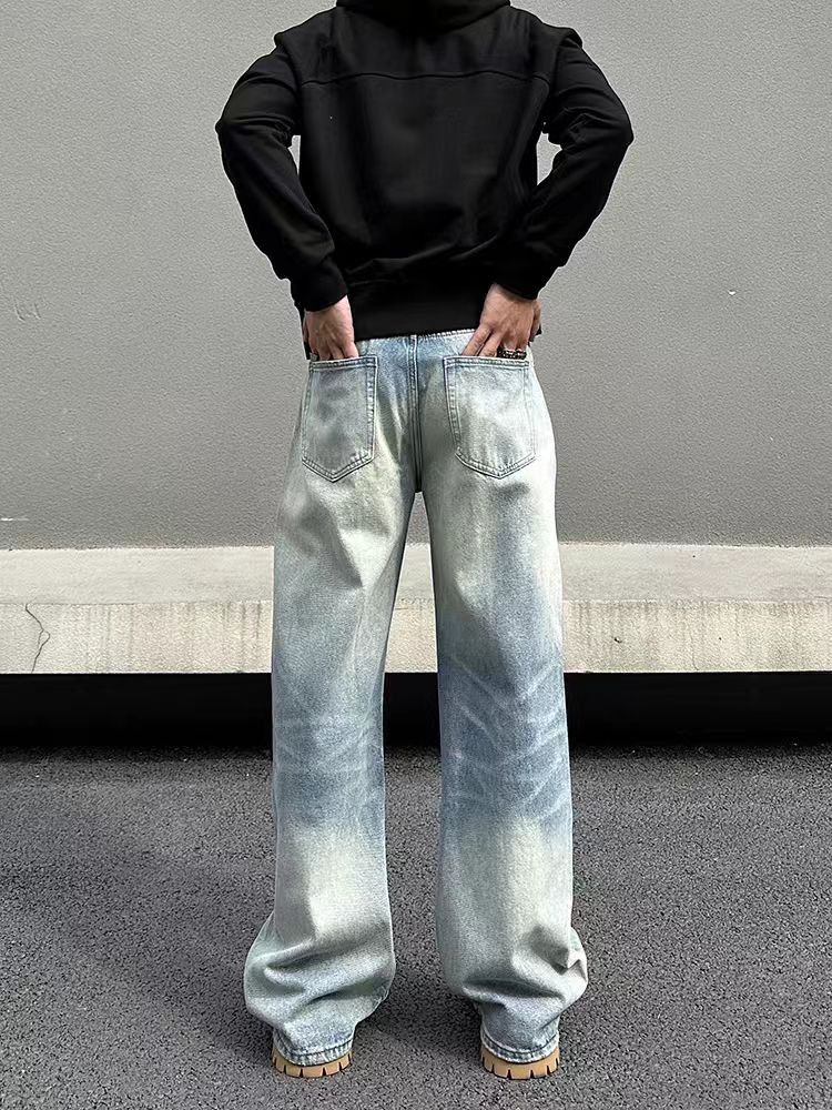 Street Vintage Washed Loose Casual Micro Flare Jeans