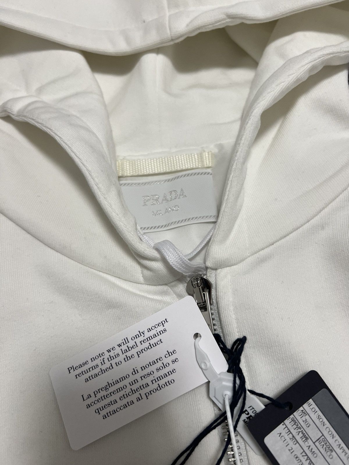 Prada Prada Crystal White Hoodie Size US XL / EU 56 / 4 - 6 Thumbnail