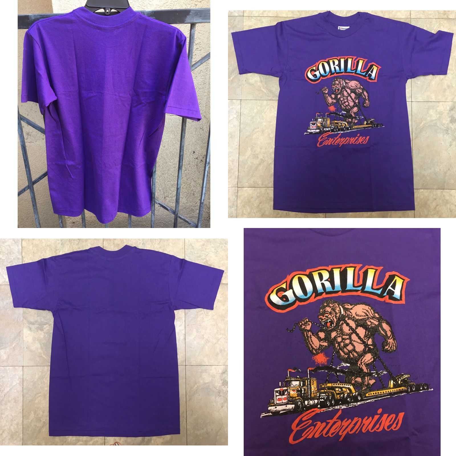 Vintage VINTAGE Hanes Fifty-Fifty T-Shirt Gorilla Enterprises Big Rig Truck Trucker 80s 90s Purple M Mens Graphics USA Size US M / EU 48-50 / 2 - 8 Thumbnail