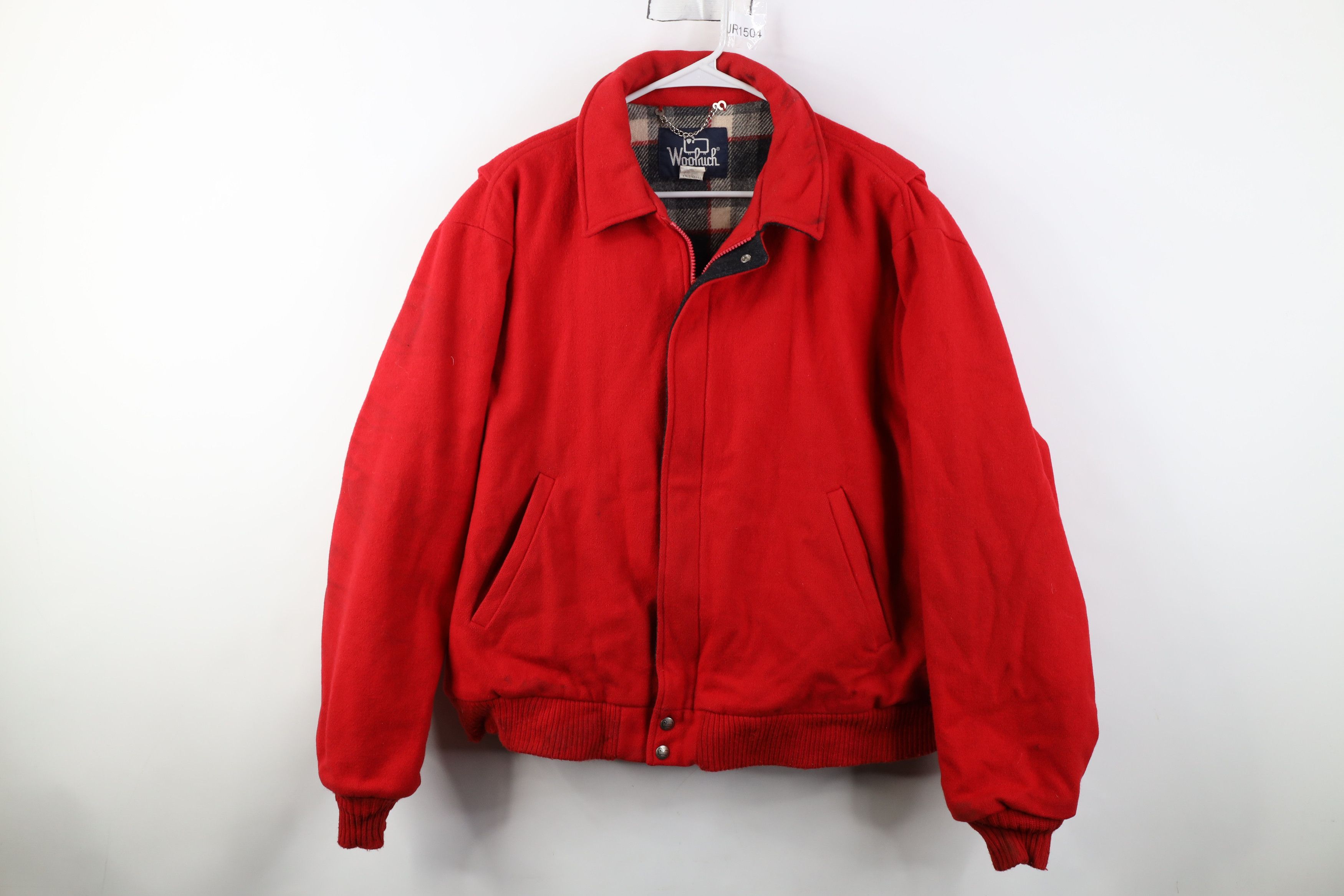 Woolrich Woolen Mills Vintage 90s Woolrich Wool Full Zip Bomber Jacket Red USA Size US XL / EU 56 / 4 - 1 Thumbnail