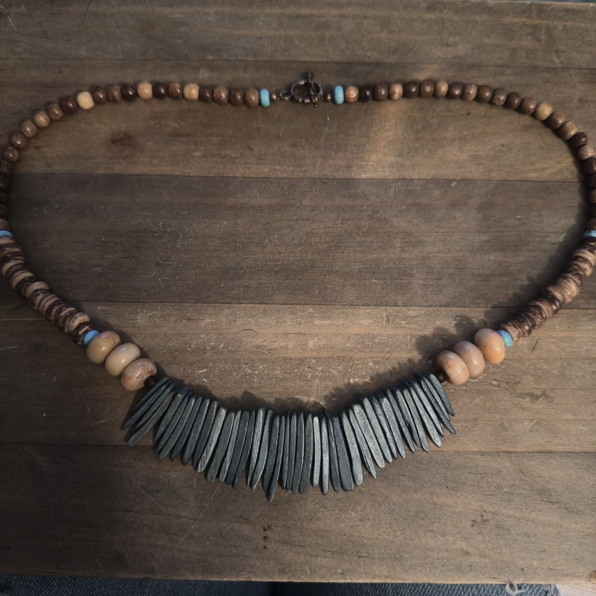 Vintage Vintage tribal coconut shell and wooden bead necklace Size ONE SIZE - 2 Thumbnail