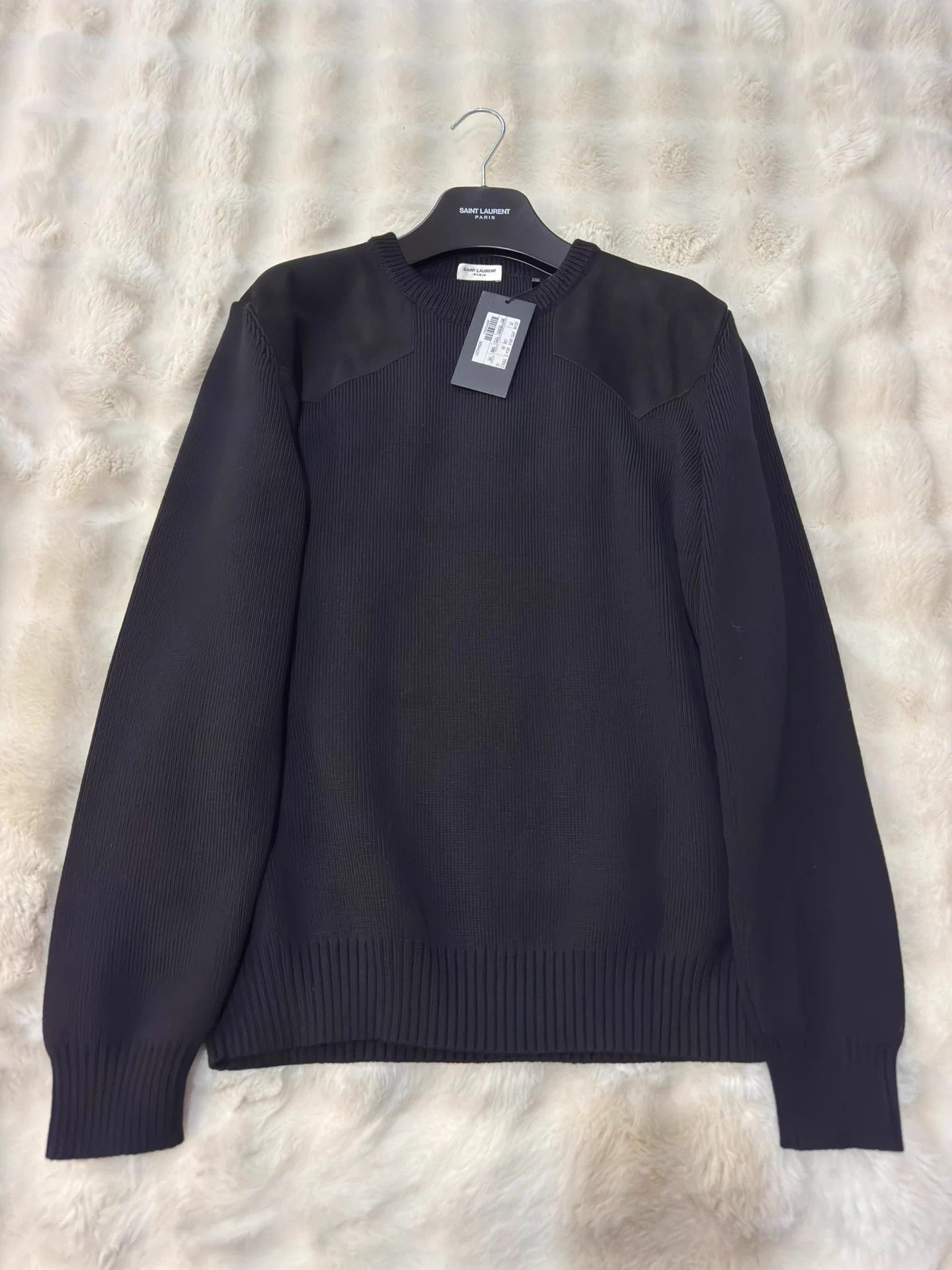 Saint Laurent Paris SAINT LAURENT Hedi Slimane men's wool lambskin knitwear blk Size US XXL / EU 58 / 5 - 1 Thumbnail