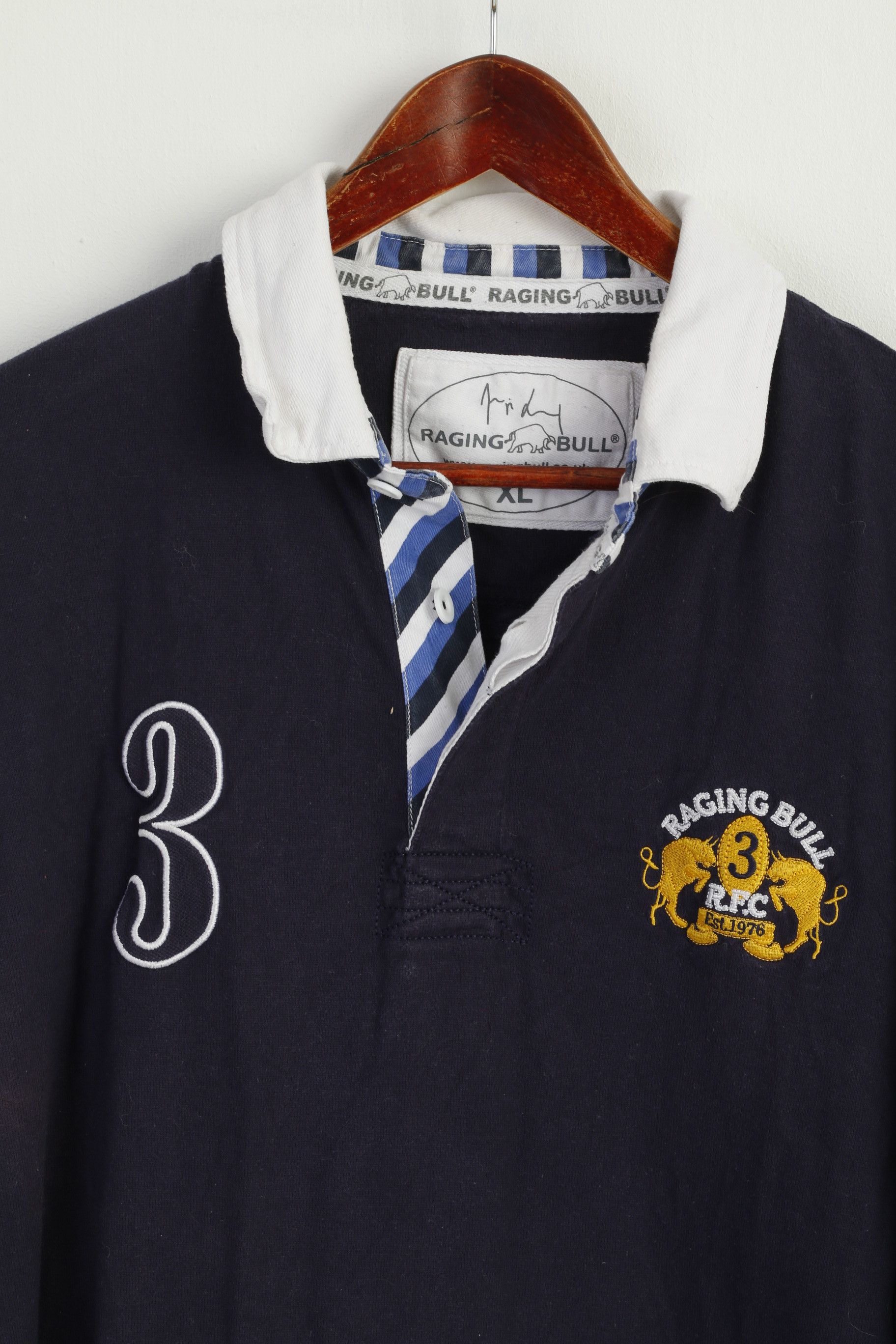 Vintage Raging Bull Men XL Polo Shirt Navy Cotton 8906 Size US XL / EU 56 / 4 - 2 Thumbnail