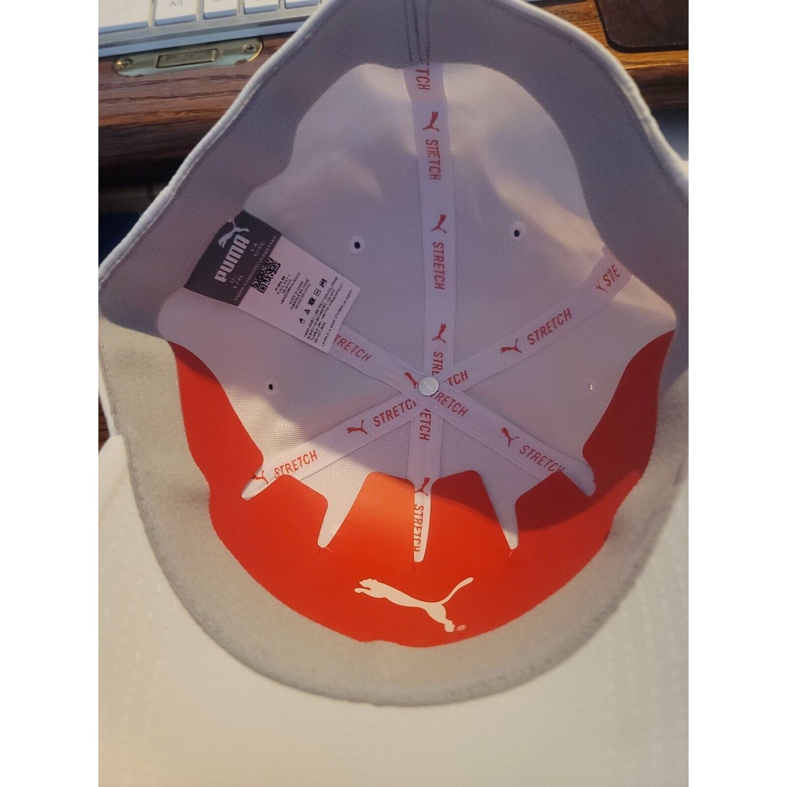Puma Puma White With Red Logo Hat Cap Men's Size L/XL Stretch New Size ONE SIZE - 3 Thumbnail