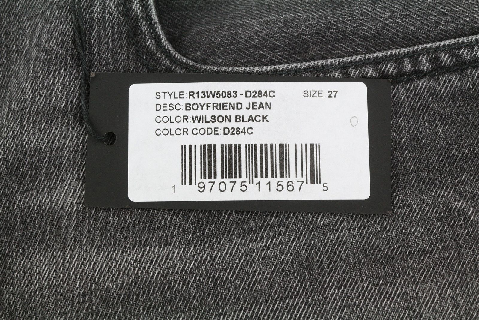 R13 BOYFRIEND 27 Wilson Black Whiskers Faded PS25 86677 Size 27" / US 4 / IT 40 - 6 Thumbnail