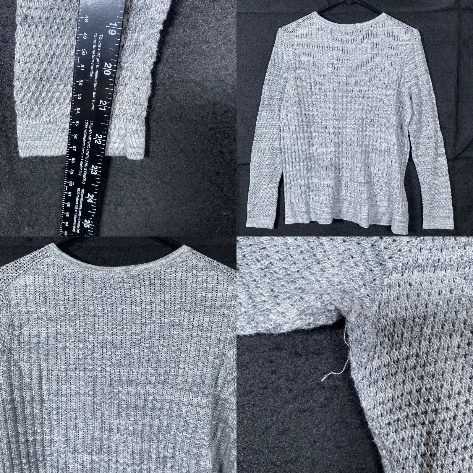 Loft VINTAGE Ann Taylor Loft Womens Sweater Gray Petite Crew Neck Knitted Long Sleeve LP Size L / US 10 / IT 46 - 8 Thumbnail
