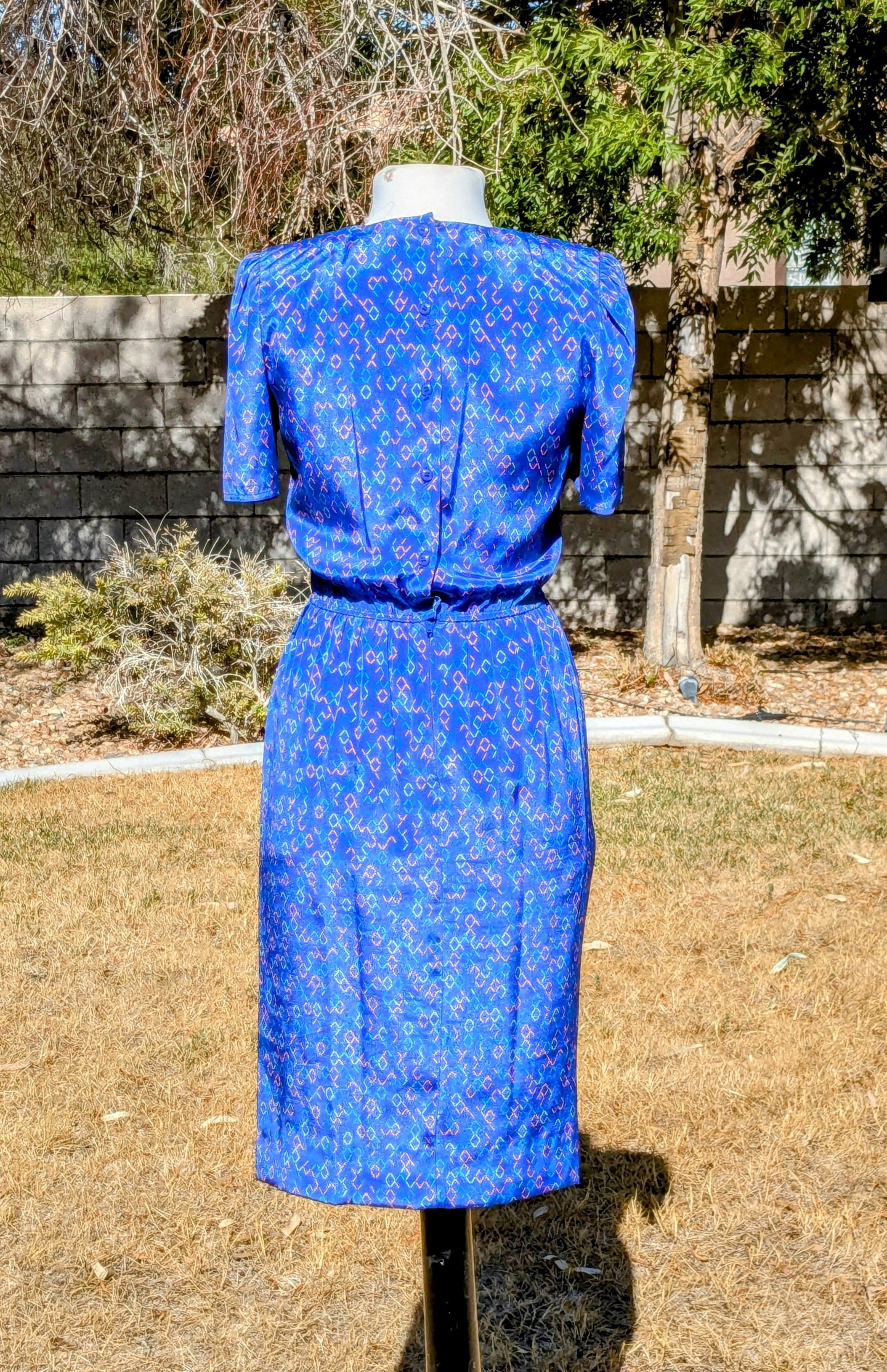 Designer 1980 Shimmer VTG Blouson Maxi Petites for Maggy Dress Size S / US 4 / IT 40 - 4 Thumbnail