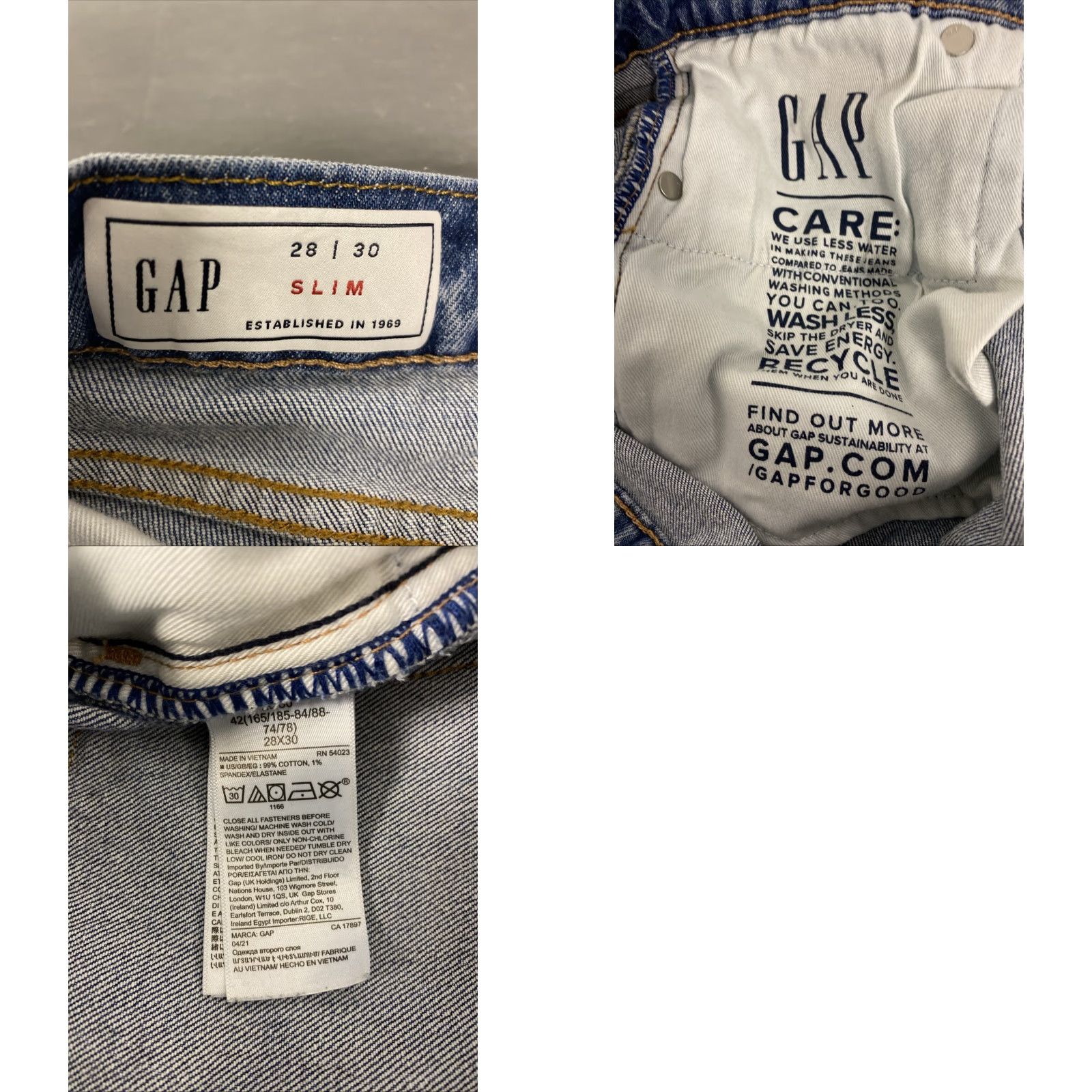 Gap GAP Jeans Denim Pants Hip Athletic Fit 28x30 Men Blue Flat Front 30in Inseam Mens Size US 28 / EU 44 - 8 Thumbnail