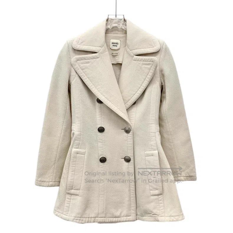 Hermes Hermes White wool collar double-breasted long-sleeved coat Size XS / US 0-2 / IT 36-38 - 1 Thumbnail