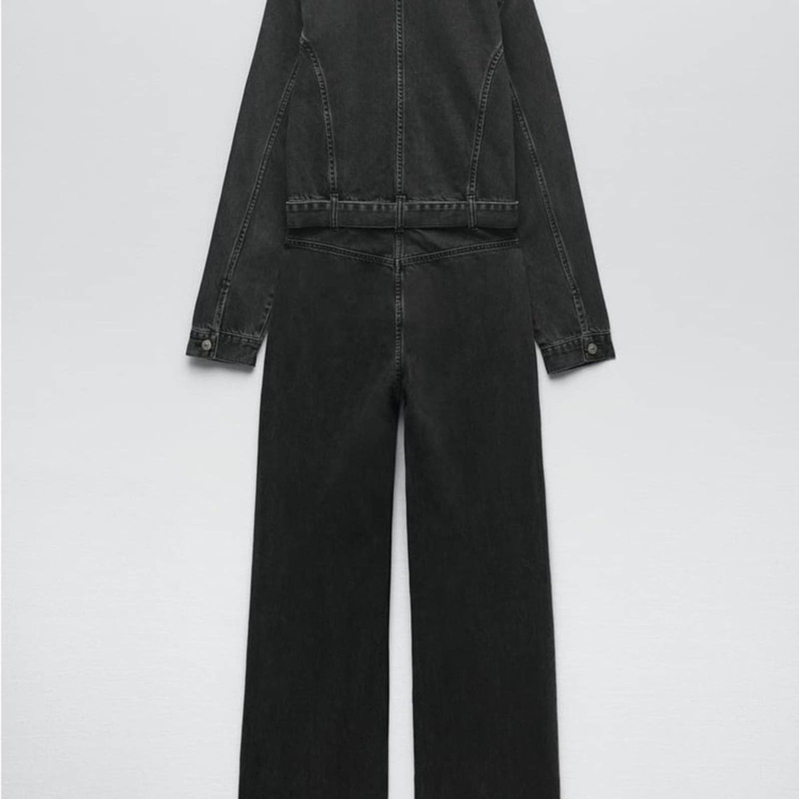 Zara ZARA FULL LENGTH TRF DENIM JUMPSUIT ANTHRACITE GREY Size 26" / US 2 / IT 38 - 11 Thumbnail
