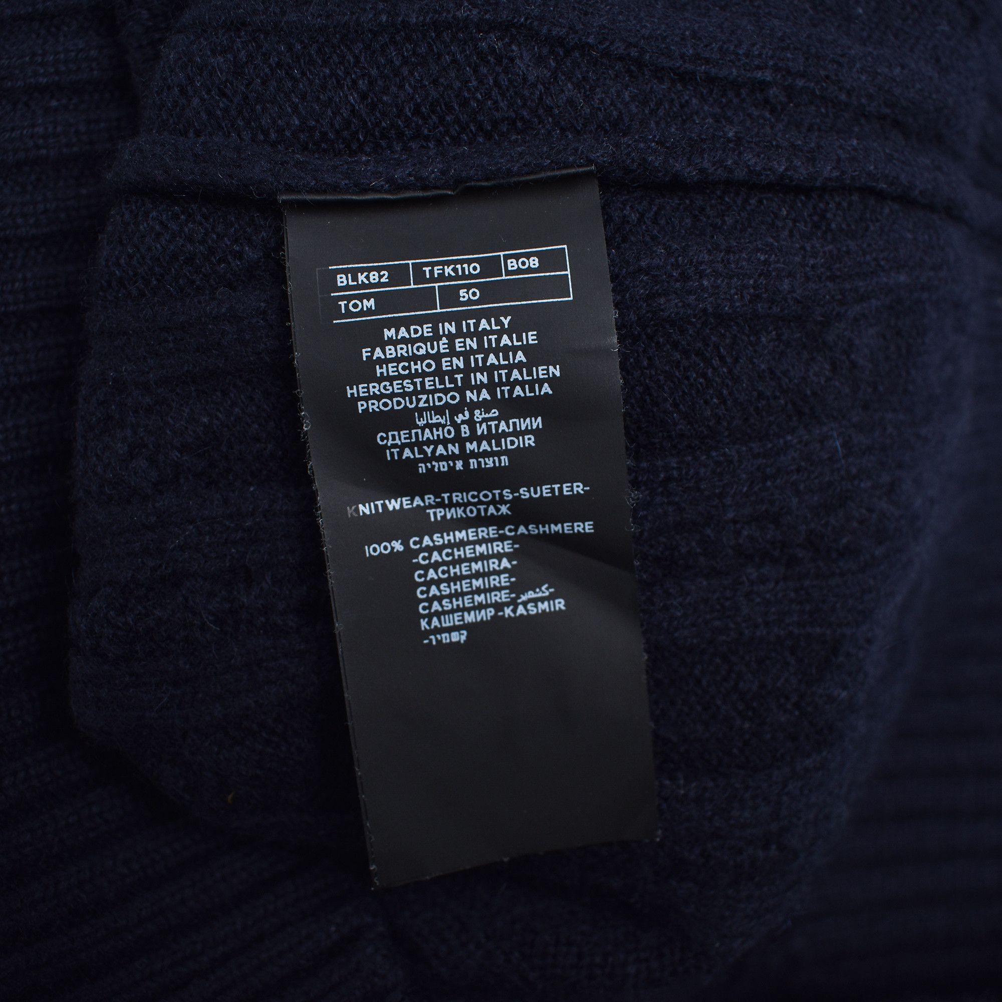 Tom Ford TOM FORD 100% CASHMERE CABLE RIBBED SWEATER NAVY MENS Size US M / EU 48-50 / 2 - 3 Thumbnail