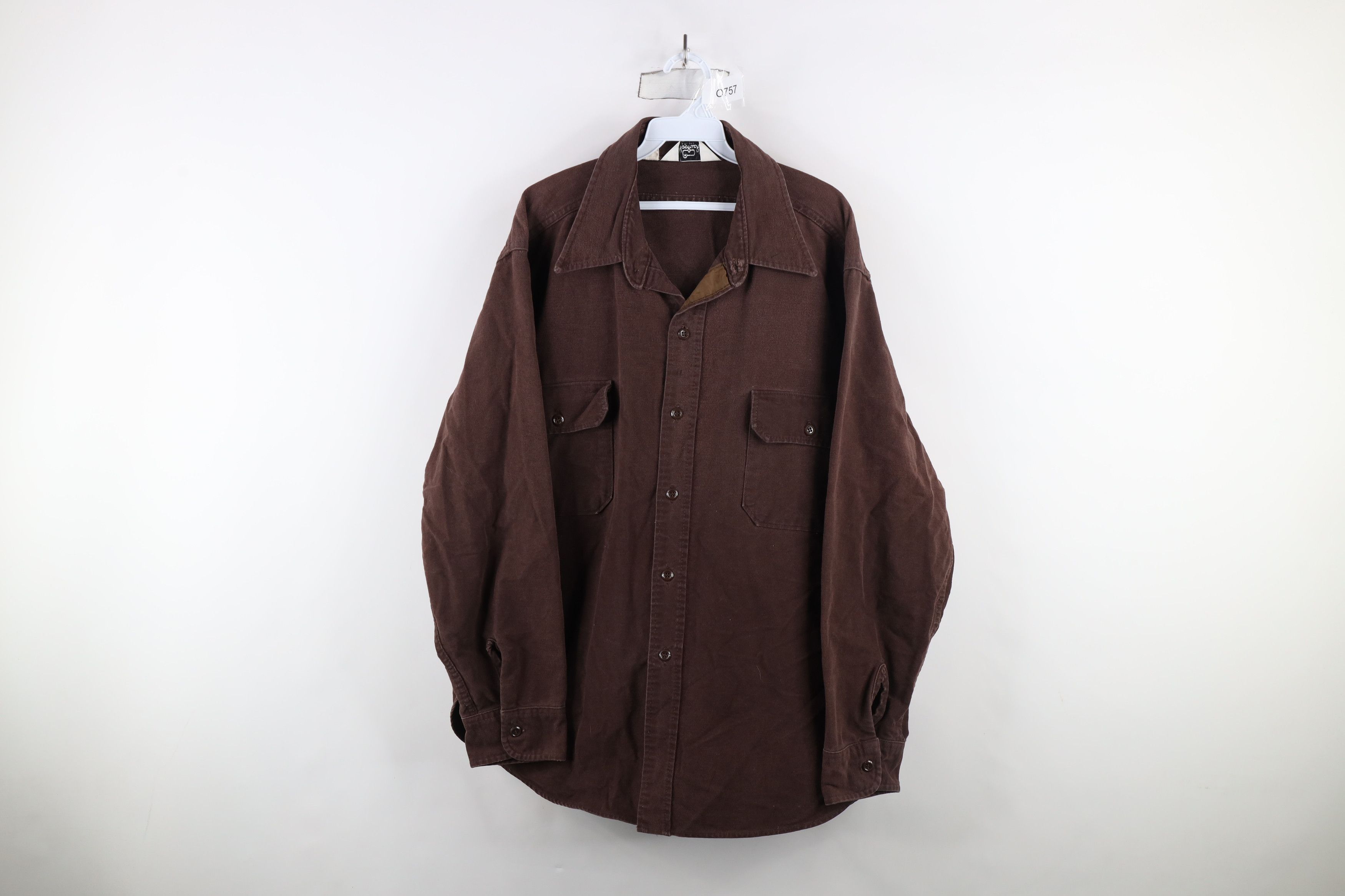 Vintage × Woolrich Woolen Mills Vintage 70s Woolrich Chamois Cloth Button Shirt Brown USA Size US XXL / EU 58 / 5 - 1 Thumbnail