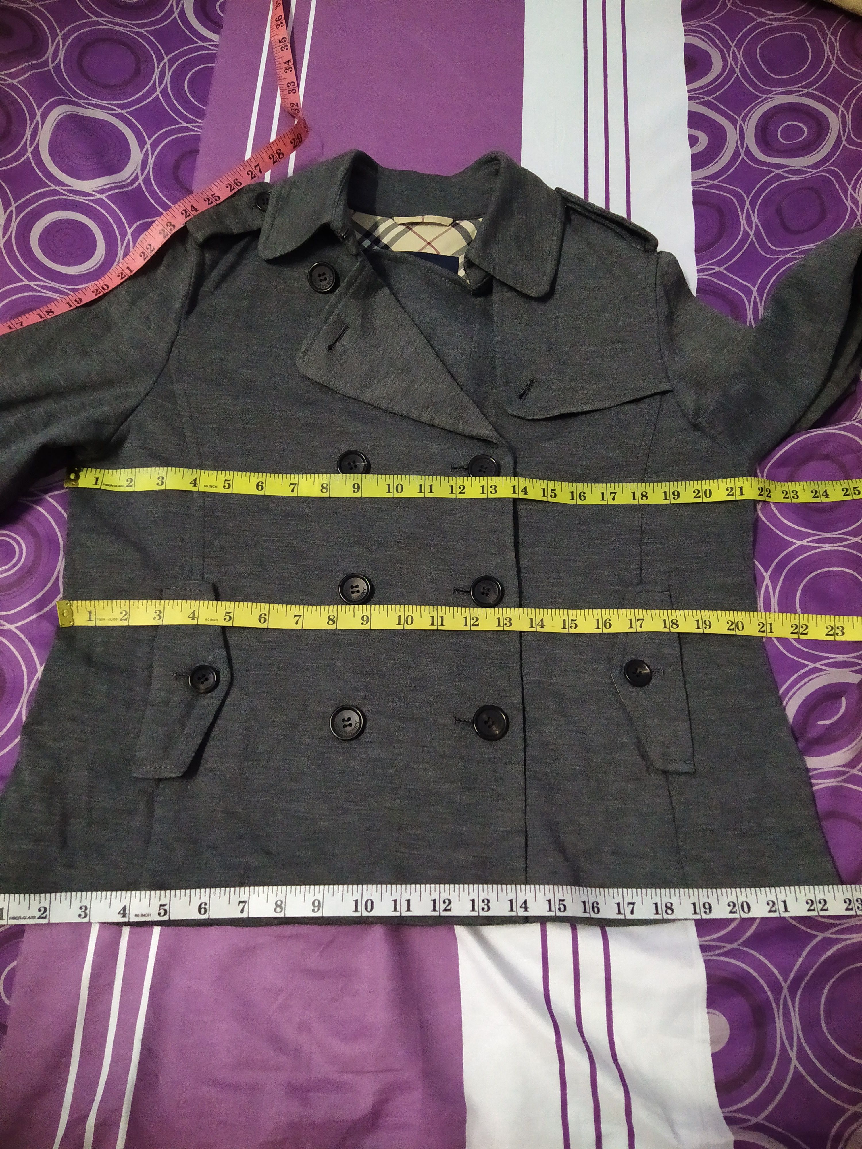 Burberry Burberry London Blue Label Wool Pea Coat Grey Size L / US 10 / IT 46 - 12 Thumbnail