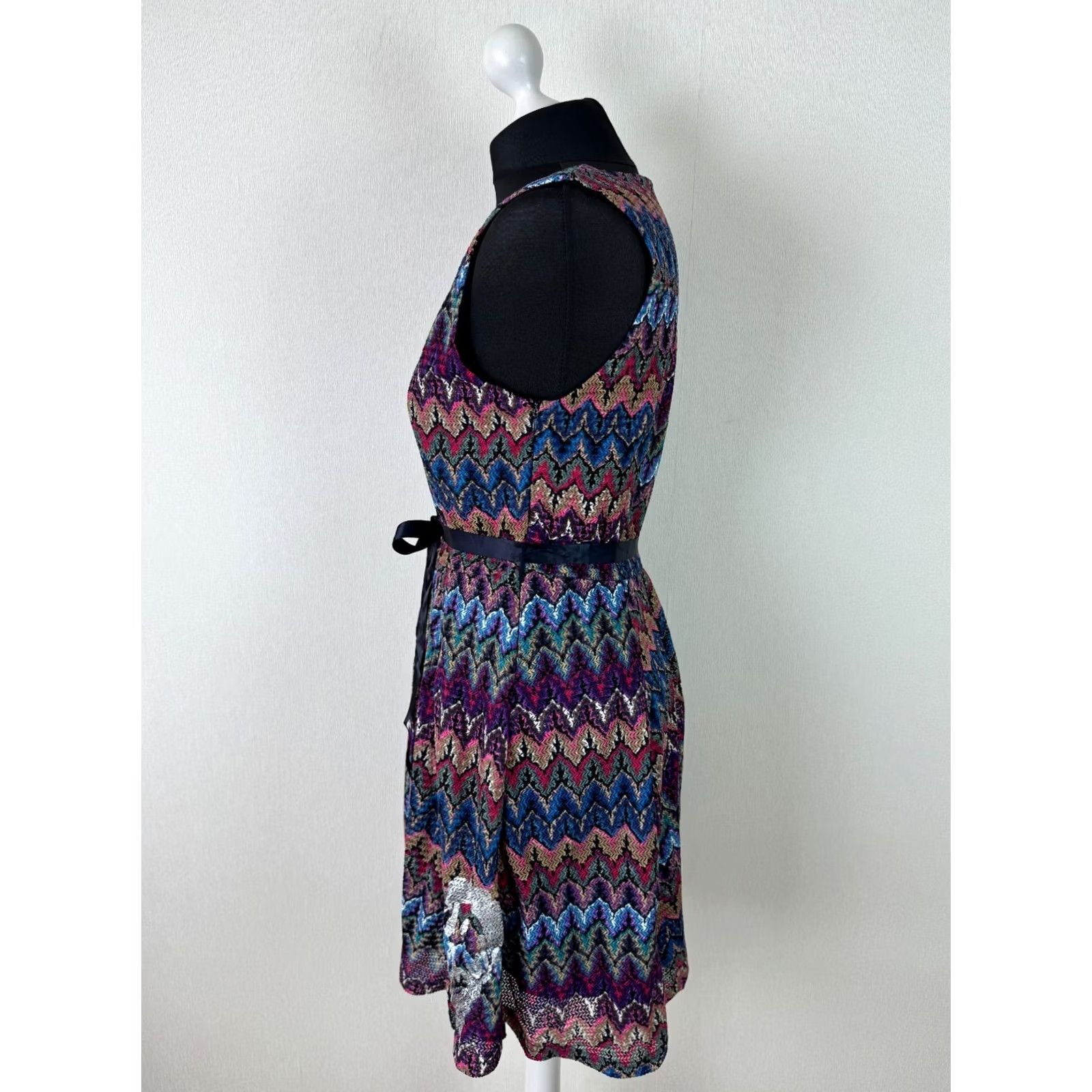 Desigual Desigual Dress WOMEN L Multicoloured A-Line Knee Length Zigzag Pattern - Dress Style, Regular, 100% Genuine, Very Good Condition, Size L Womens Size L / US 10 / IT 46 - 2 Thumbnail