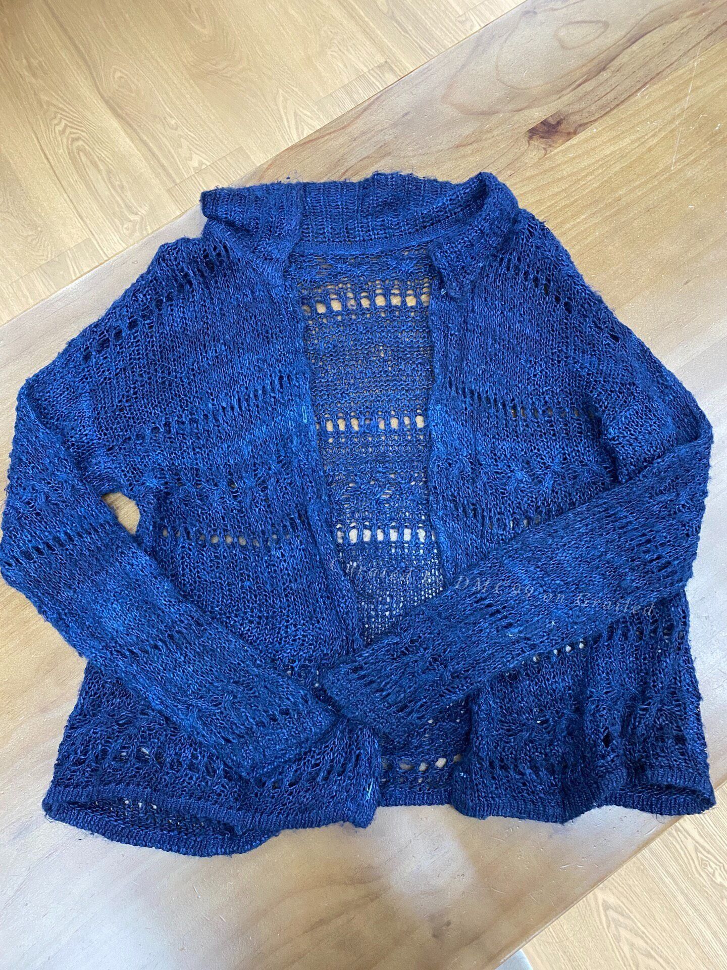 Other New Handmade Dark Blue Tussah Silk Cardigan Size M / US 6-8 / IT 42-44 - 1 Thumbnail