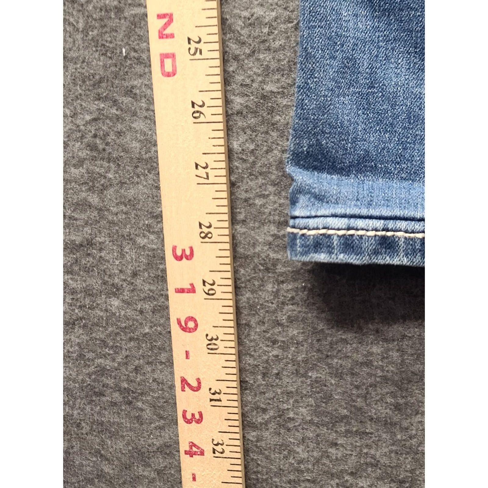 Miss Me Miss Me Jeans Womens Regular Fit Bootcut 26x28 Mid Rise Distressed Velvety Blue Denim Stretch Size 26" / US 2 / IT 38 - 6 Thumbnail