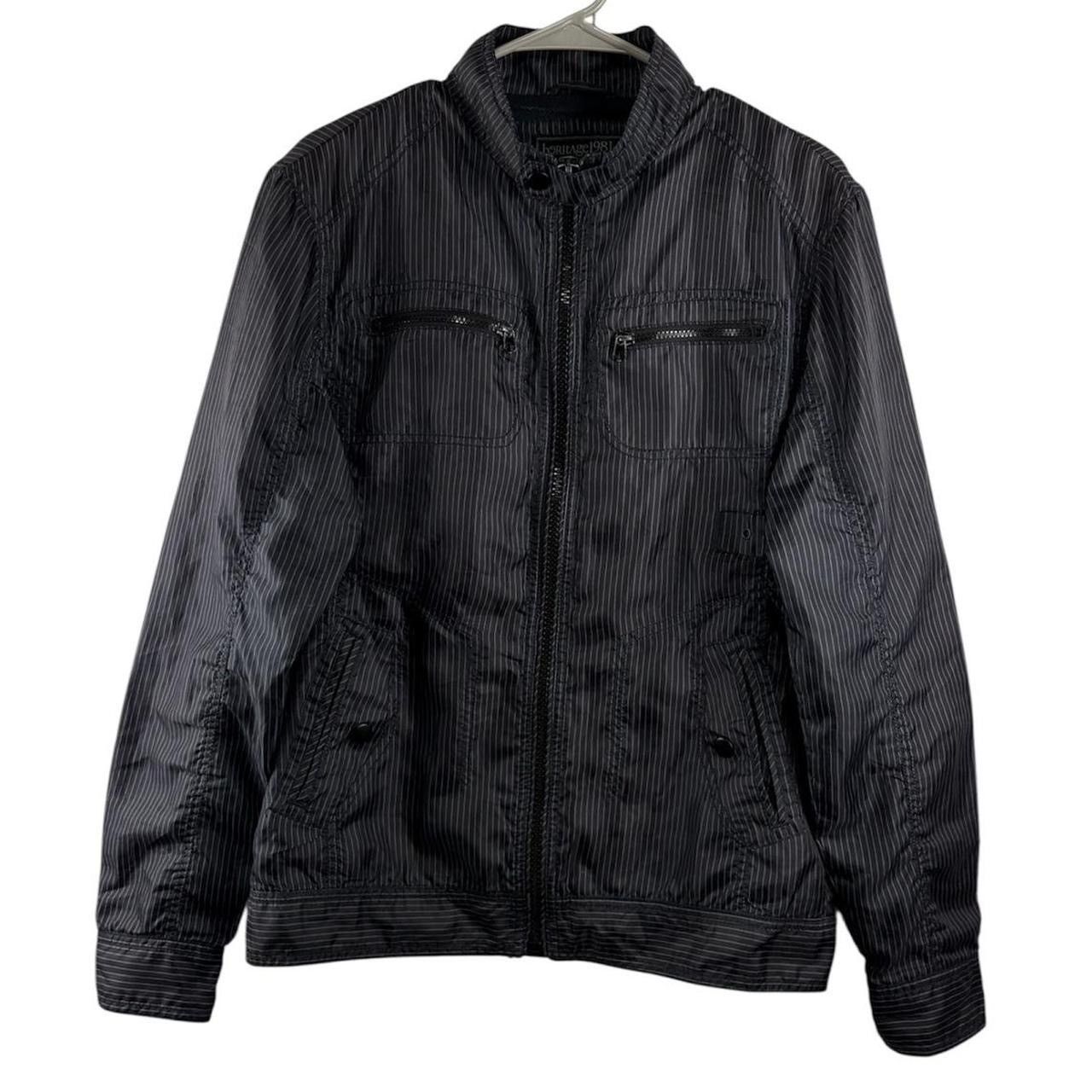 Heritage1981 Early 2000s Black Pinstripe Zip Up Lightweight Nylon Jacket Size US L / EU 52-54 / 3 - 1 Thumbnail