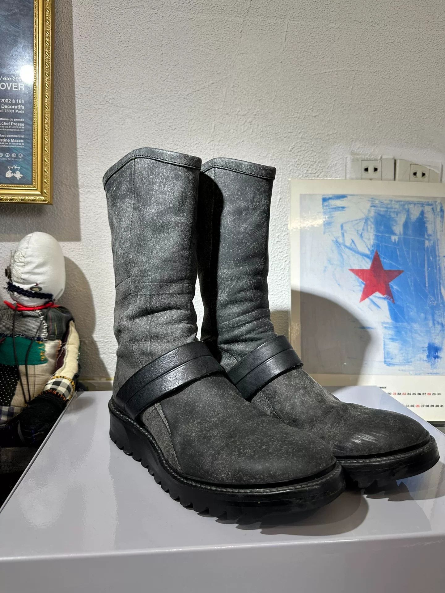 Rick Owens Julius 7 Suede High-Top Engineer Boots Size US 7 / EU 40 - 1 Thumbnail