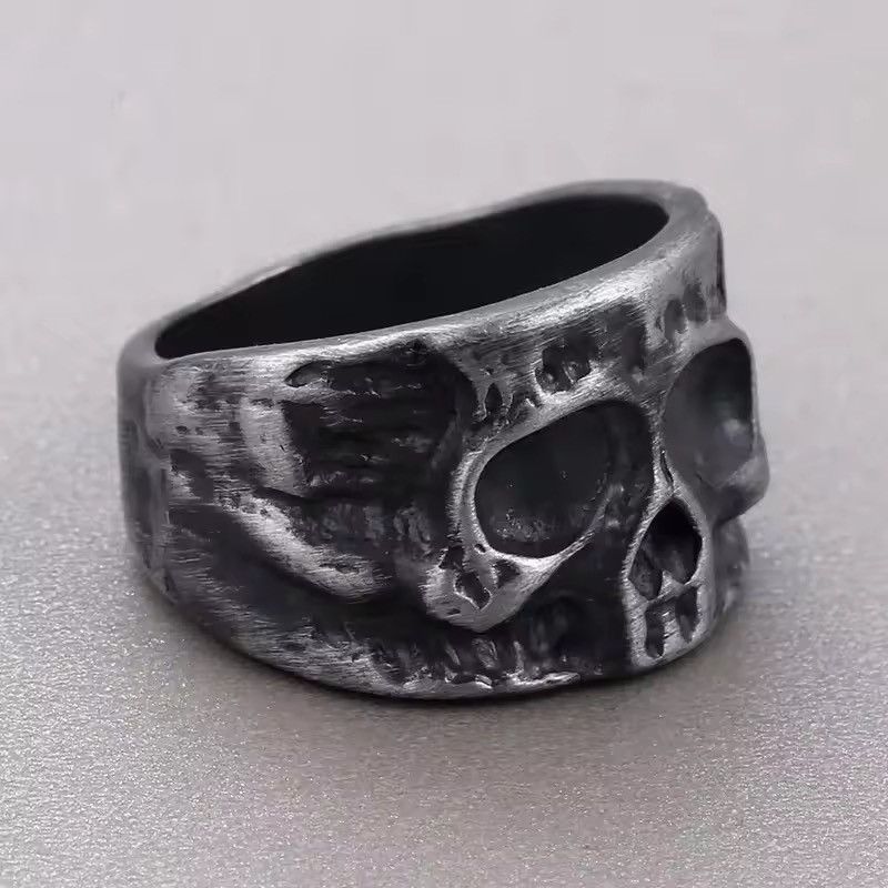 Jewelry Stainless Steel Skull Punk Ring Size ONE SIZE - 4 Thumbnail