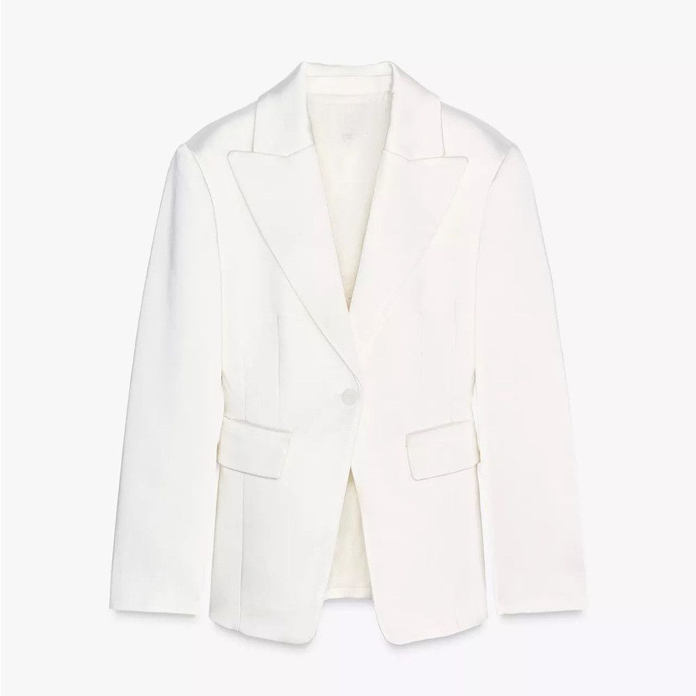 Zara ZARA OYSTER WHITE SATIN BLAZER Size M / US 6-8 / IT 42-44 - 8 Thumbnail