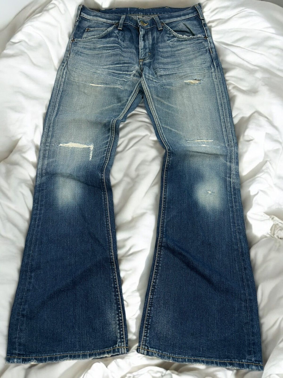 Flare Lee Rider Jean Mud Washed Distressed Dystopian Design