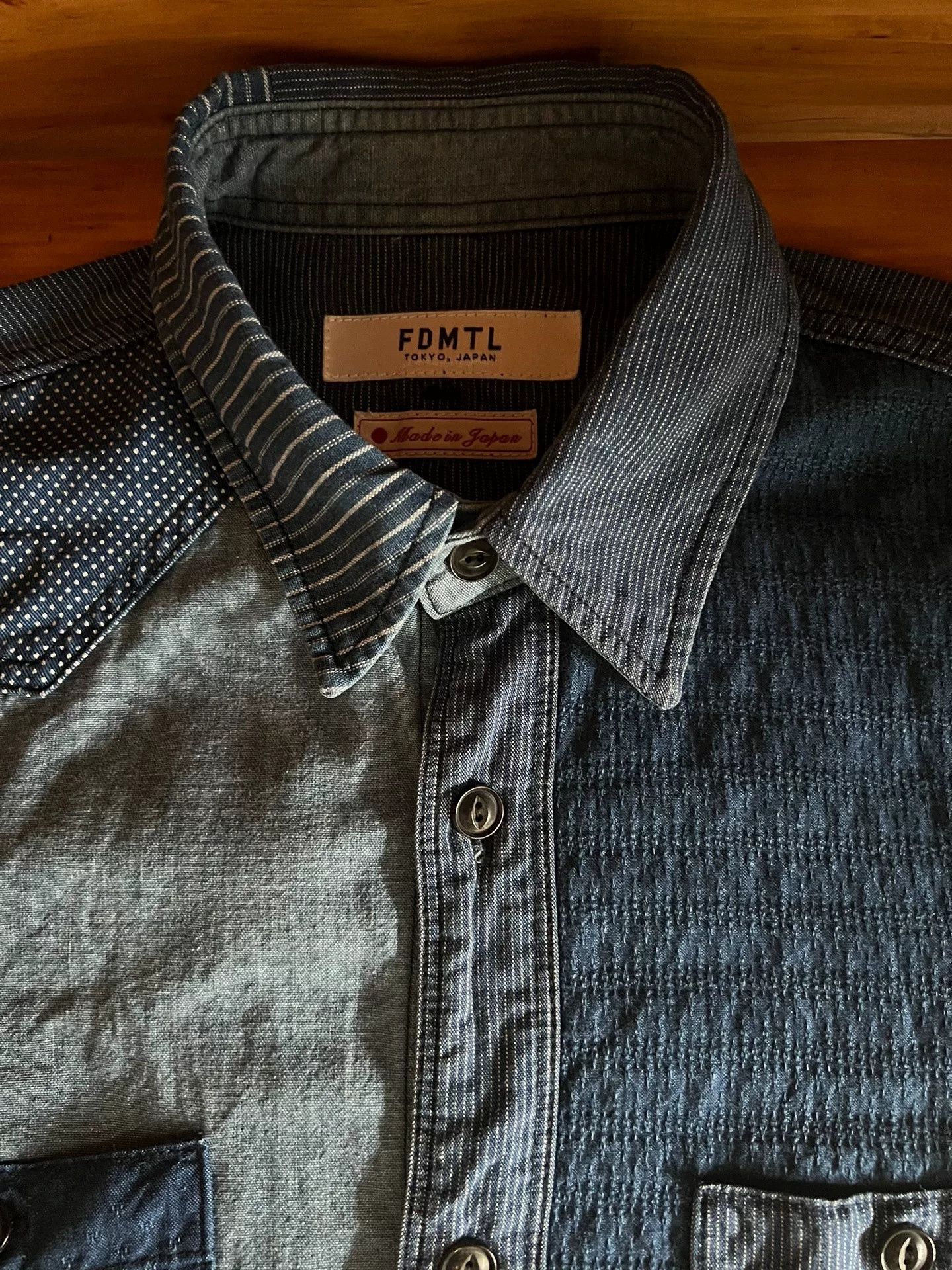 FDMTL FDMTL Indigo Patchwork Distressed Shirt Size US M / EU 48-50 / 2 - 9 Thumbnail